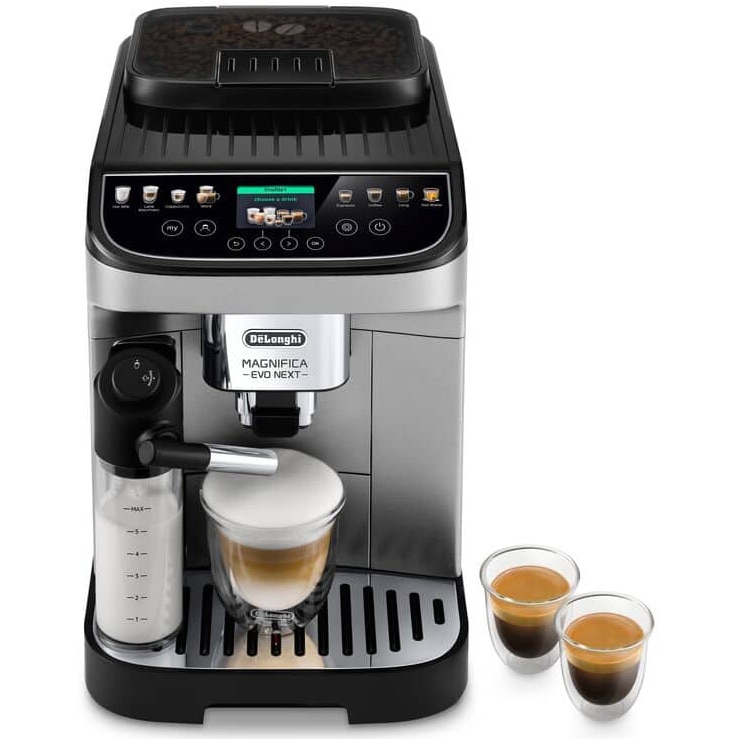 Espressor automat De’Longhi Magnifica Evo Next ECAM 310.80.SB, 1450W, 13 tipuri de bauturi, 15 bari, Carafa pentru lapte, Tehnologie LatteCrema, Negru/argintiu