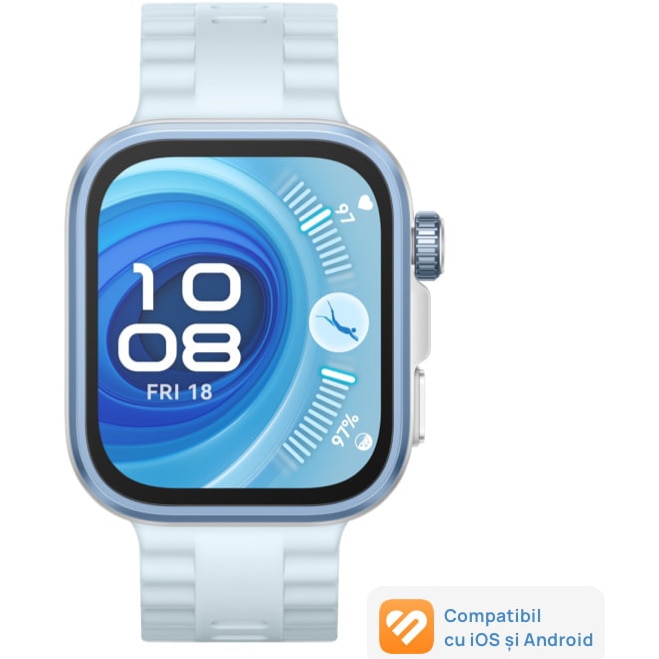 Smartwatch HUAWEI Watch Fit 4 Pro, Silver Body with Blue Fluoroelastomer Strap