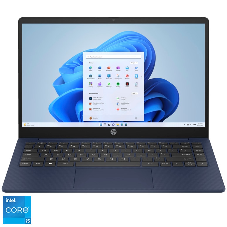 Laptop HP 14ep0011nq cu procesor Intel Core i51335U pana la 46 GHz, 14", Full HD, 8GB DDR4, 256GB SSD, Intel Iris Xe Graphics, Windows 11 Home, Blue