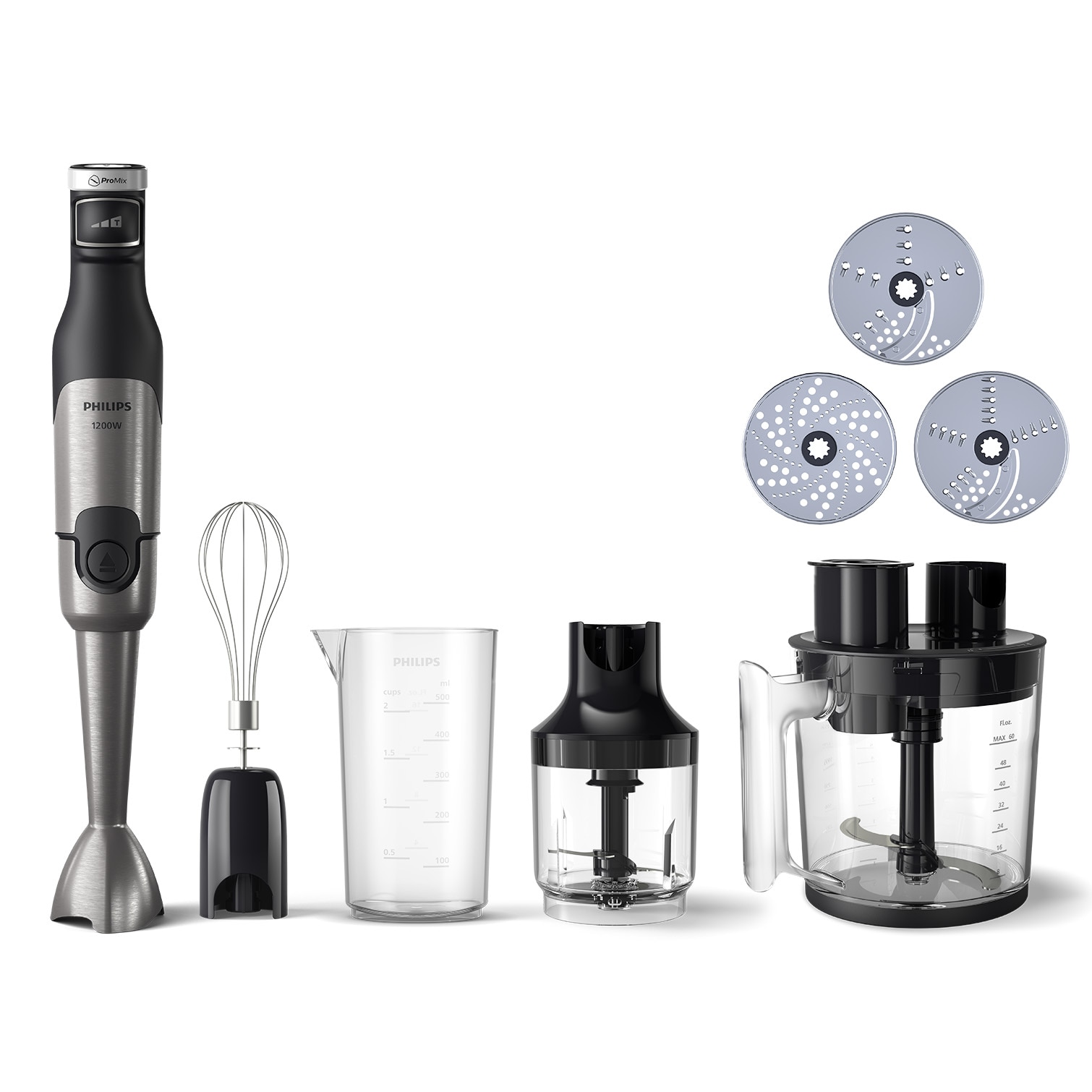 Philips HR2685/00 stand mixer, 1200 W, SpeedTouch, LED, whisk, chopper, black/silver