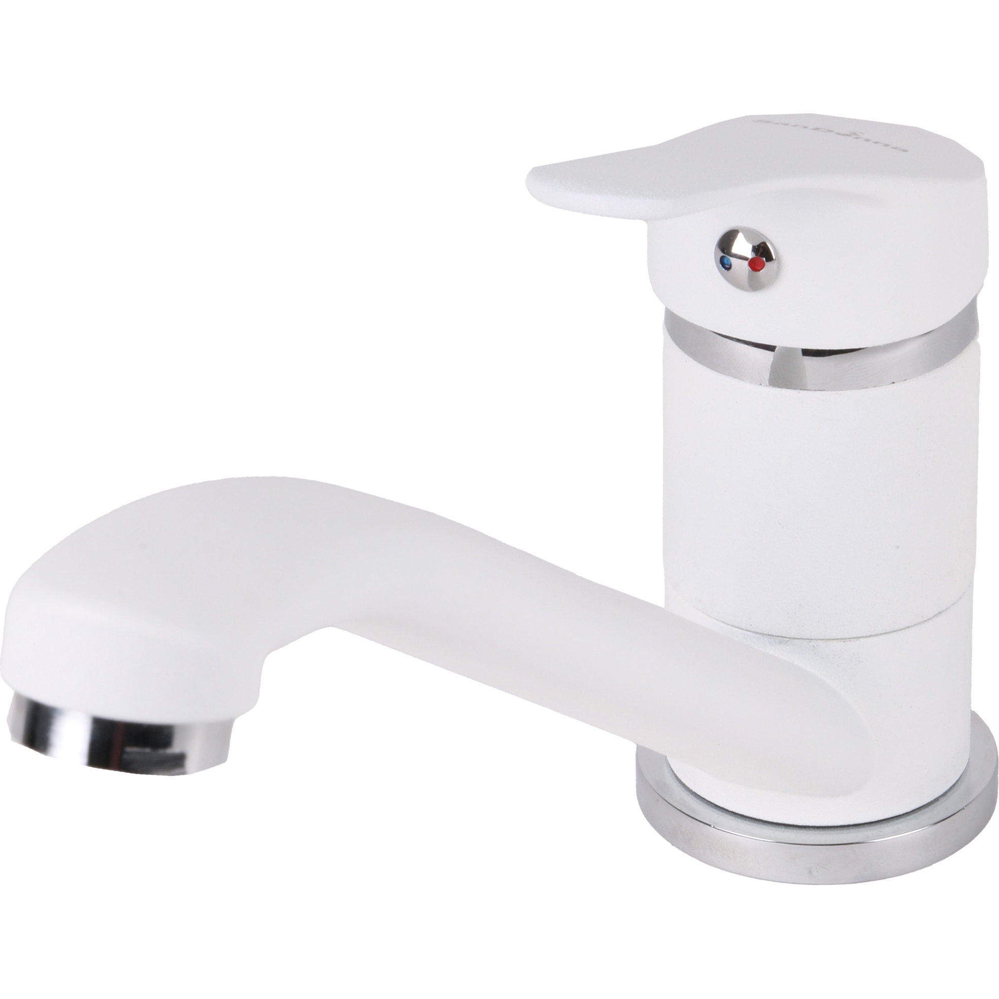 Baterie bucatarie SanDonna F 1066, cu aerator, cartus ceramic, Alama, Alb