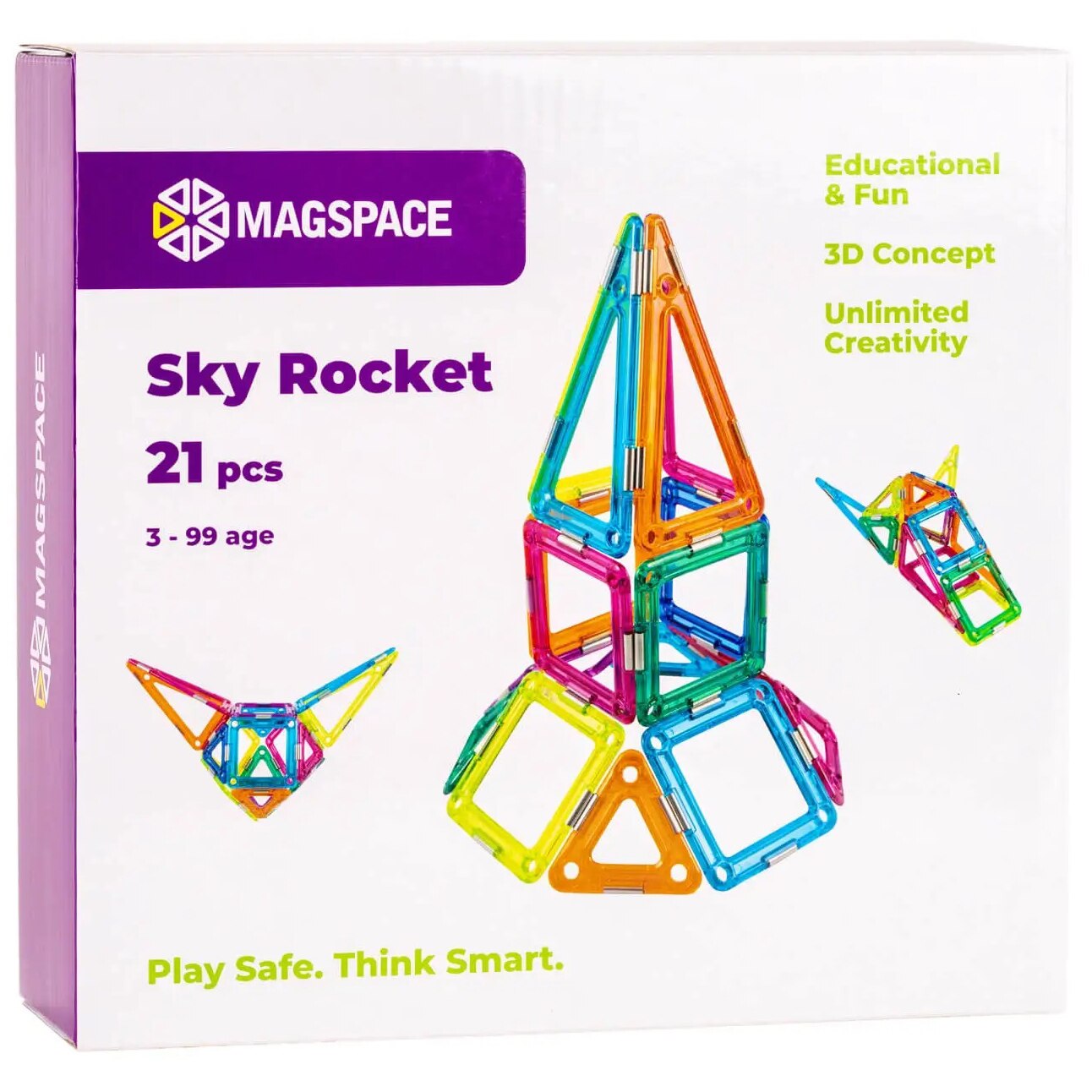 Set de constructie magnetic Magspace - Sky Rocket, 21 piese