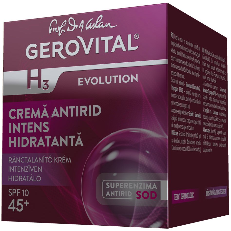Gerovital H3 Evolution anti-wrinkle cream, intensively moisturizing, day with SPF10, 50 ml