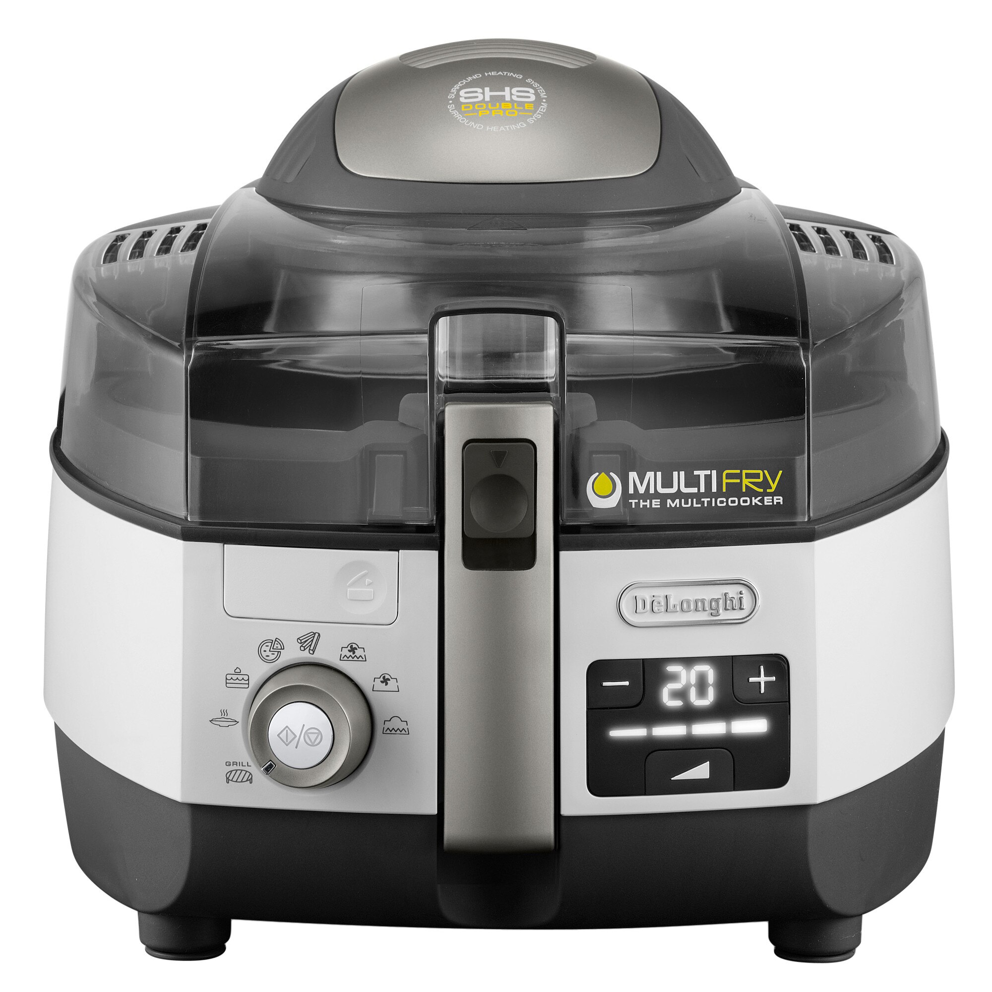 Friteuza fara ulei & Multicooker DeLonghi MULTIFRY EXTRA CHEF PLUS FH1396, 1400 W, 17 kg, 8 programe presetate, Afisaj digital, Vas invelis ceramic, Accesoriu grill, AlbNegru
