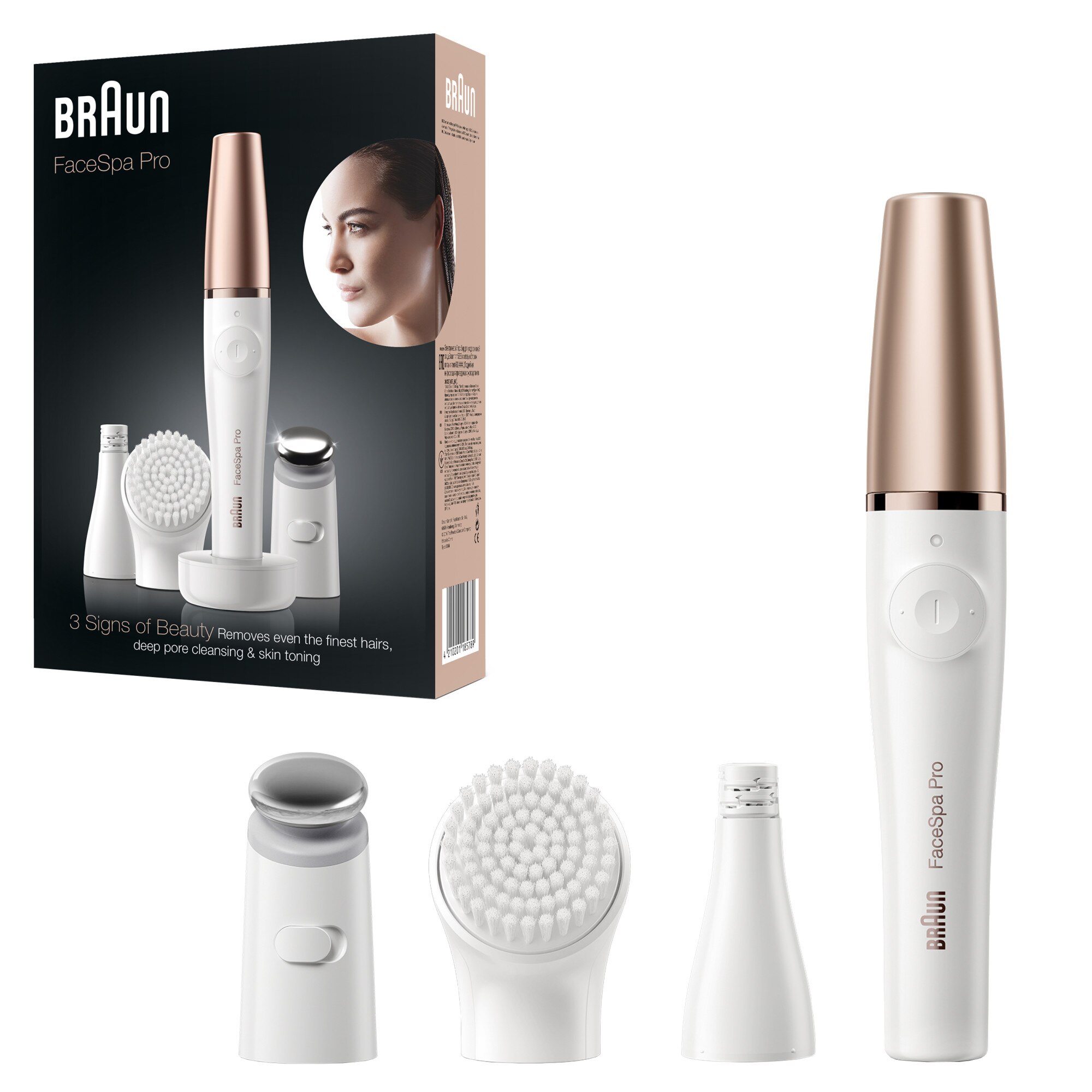 Epilator Facial, Braun FaceSpa Pro, Alb/Auriu