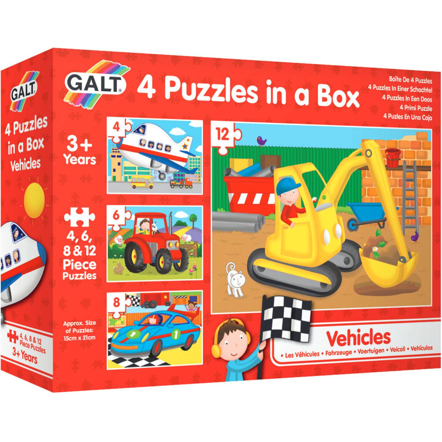 Set of 4 Galt puzzles, Vehicles, 30 pieces