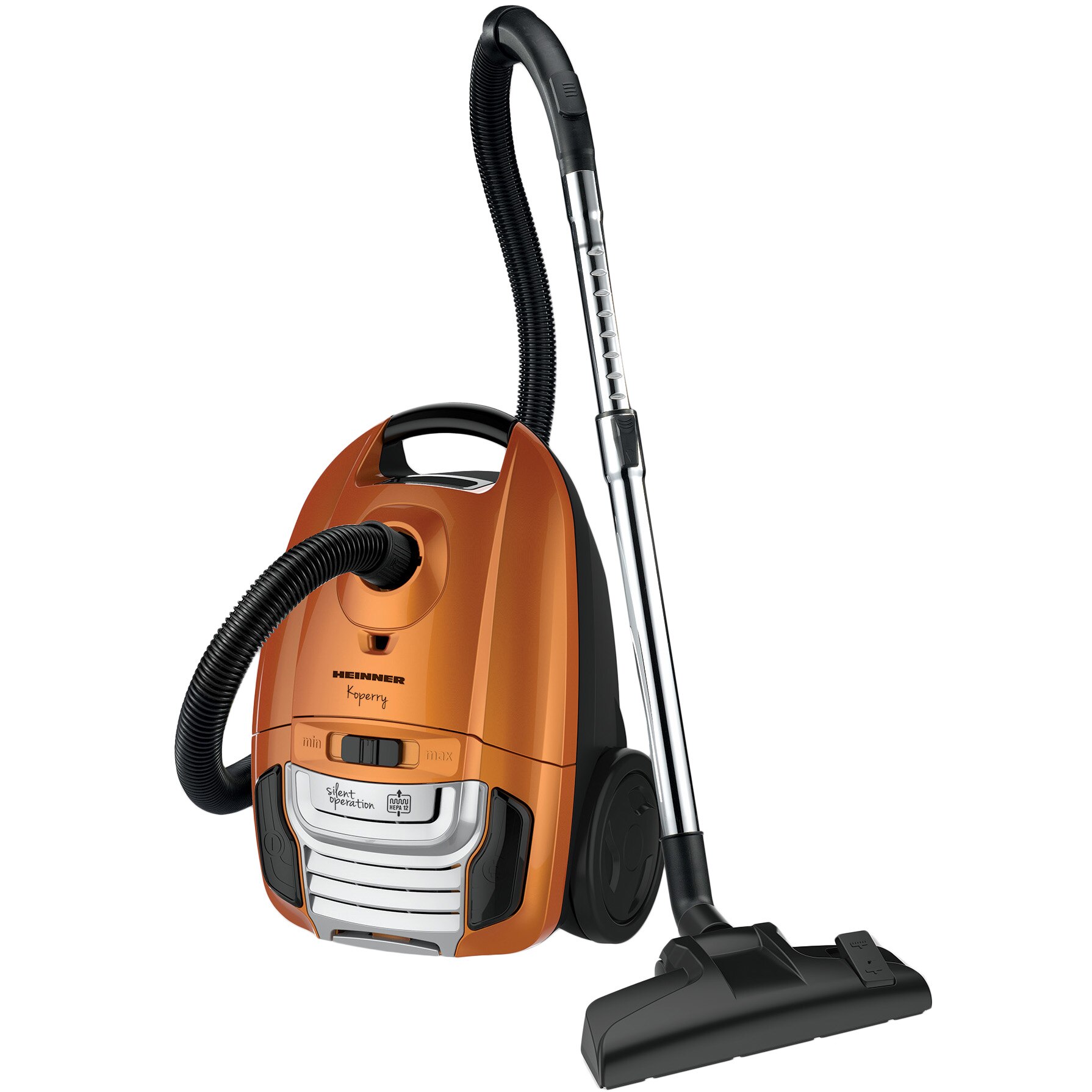 Heinner HVC-MS700KP bagged vacuum cleaner, 700W, 3 L, Power variator, Silent, Bag full indicator, Brown