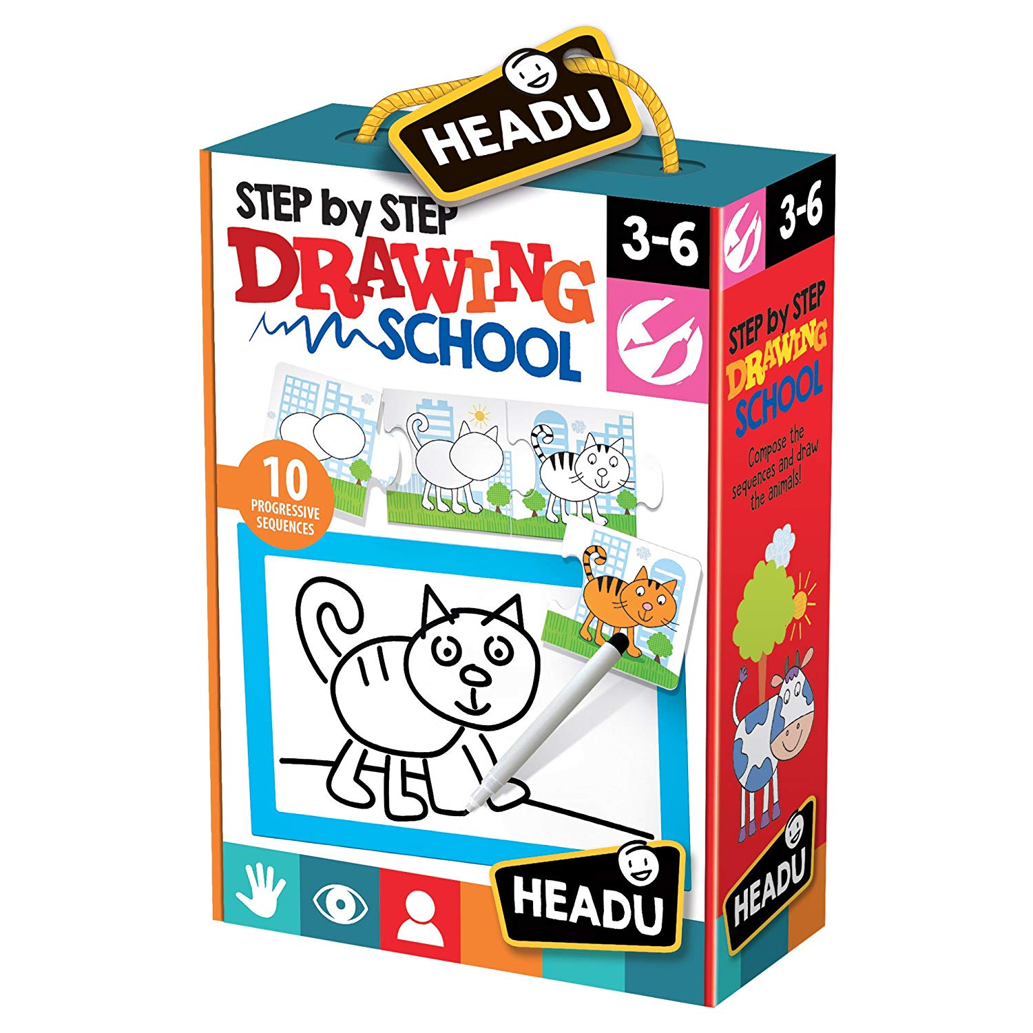 Puzzle Headu Handmade Creations - Scoala de desen, 40 piese, 10 puzzle-uri