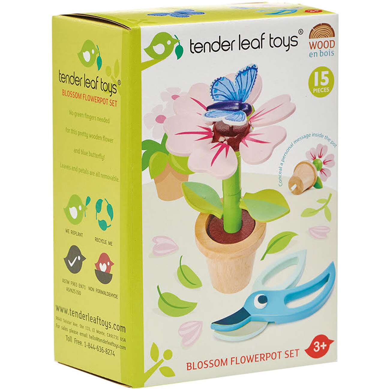 Set de joaca din lemn Tender Leaf Toys - Floare in ghiveci, 15 piese