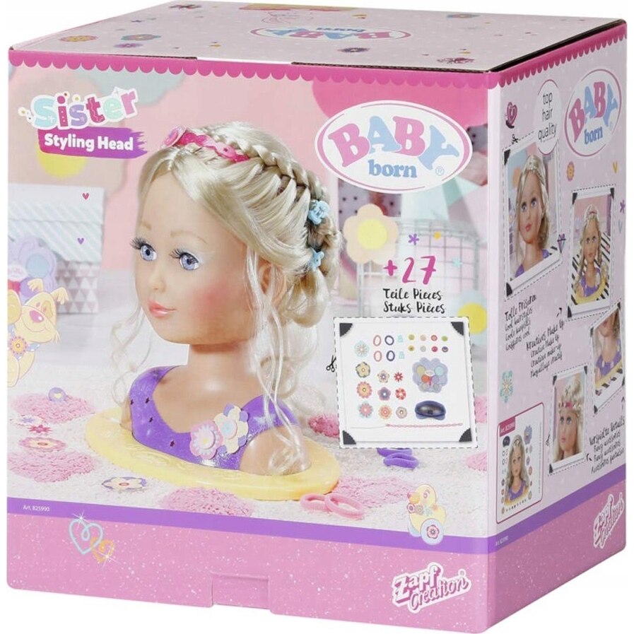 Papusa Zapf Baby Born - Styling head, cu accesorii pentru machiat si coafat