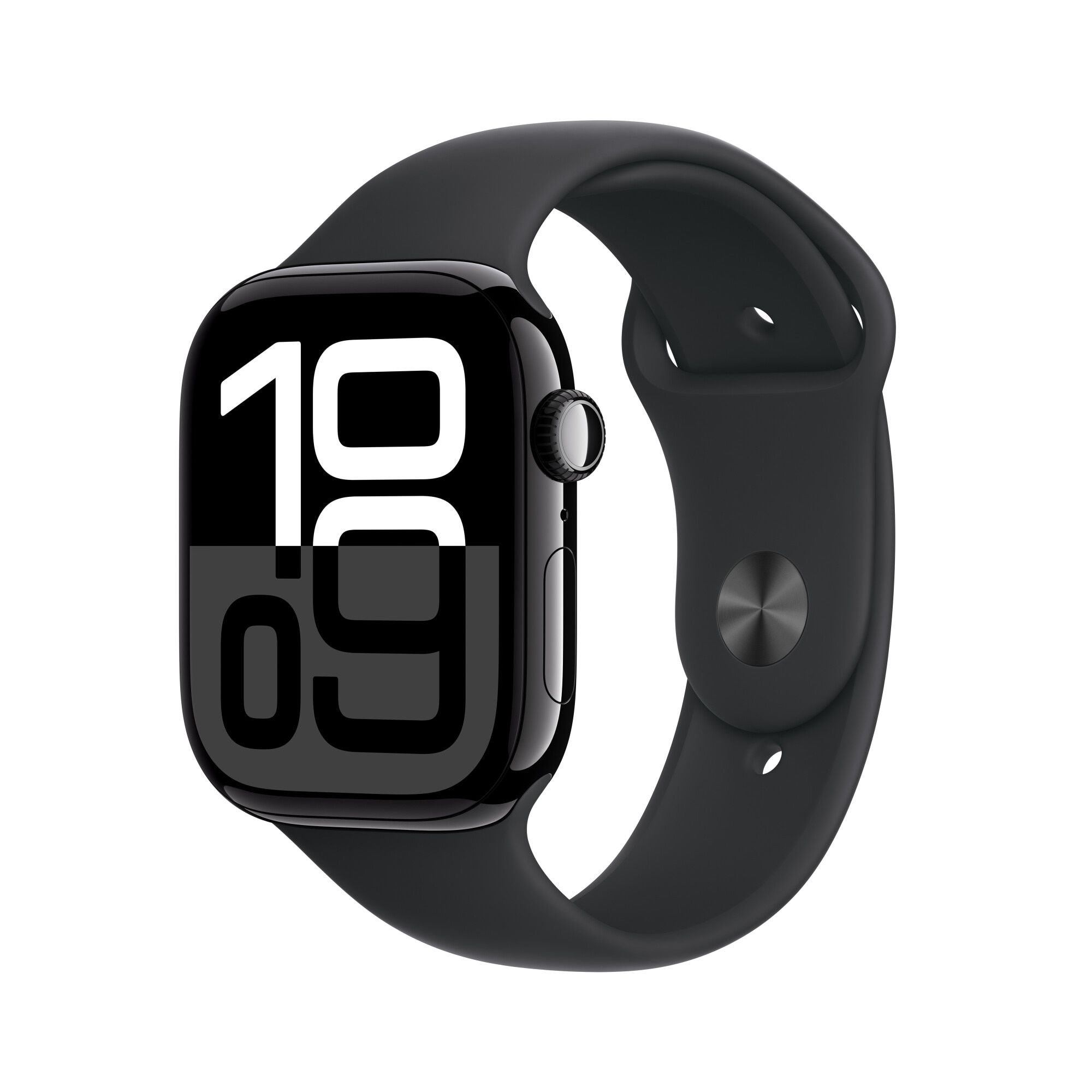 Smartwatch Apple Watch Series 10, GPS, 46 mm, carcasa Jet Black Alu, curea sport neagra, M/L
