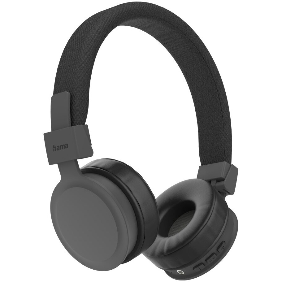 Hama Freedom Lit Foldable On-Ear Wireless Bluetooth Headphones, Microphone, 8h battery, black