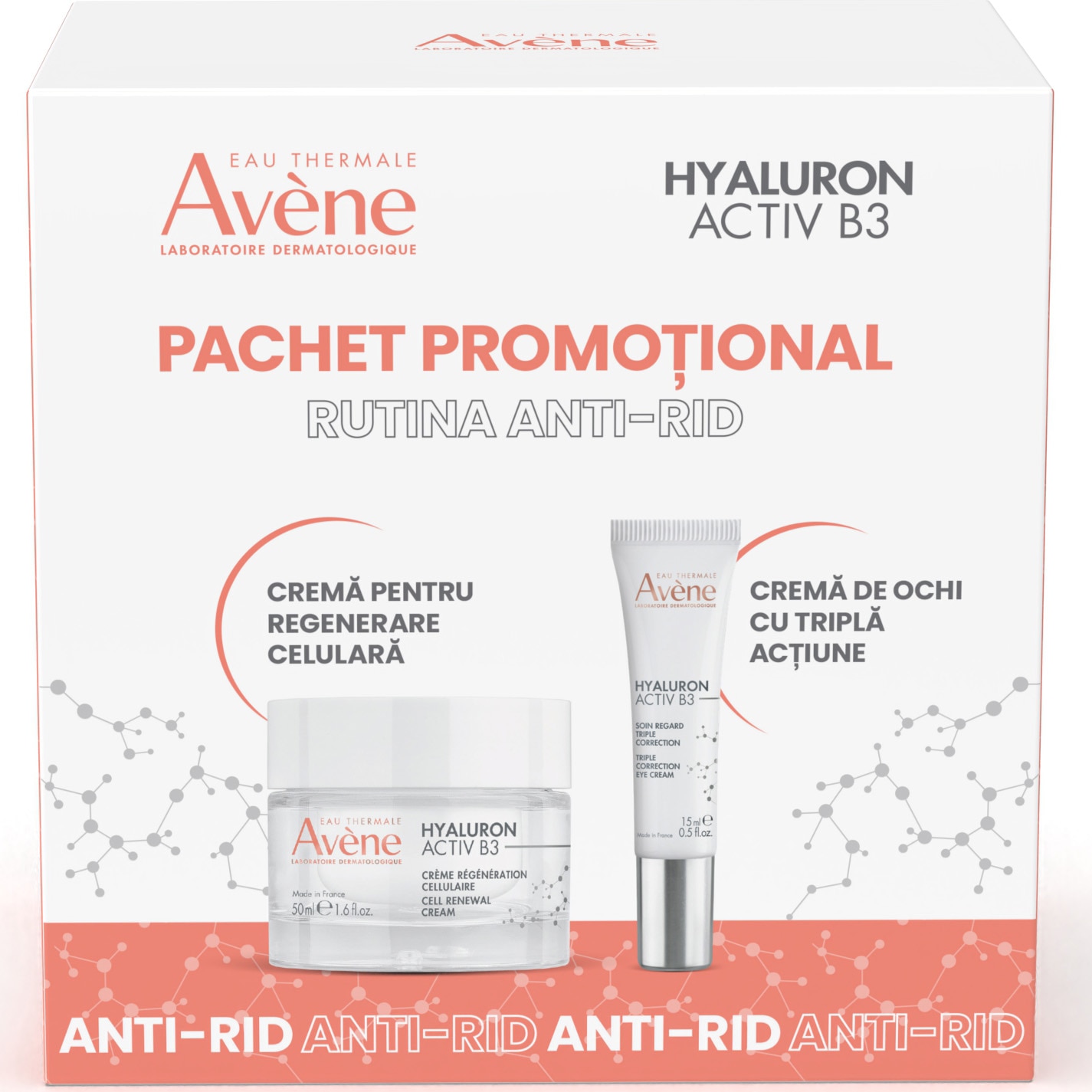 Avene Hyaluron Activ B3 Package: Cellular Regeneration Day Cream 50 ml + Eye Contour Cream 15 ml