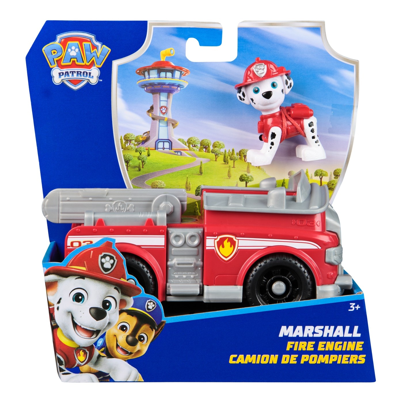 Set Vehicul de Baza Paw Patrol - Masina de Pompieri si Figurina Marshall