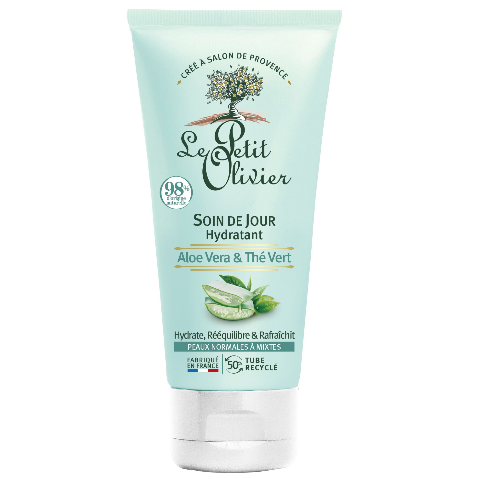 Crema pentru zi Le petit olivier hidratanta aloe vera&ceai verde, 50 ml
