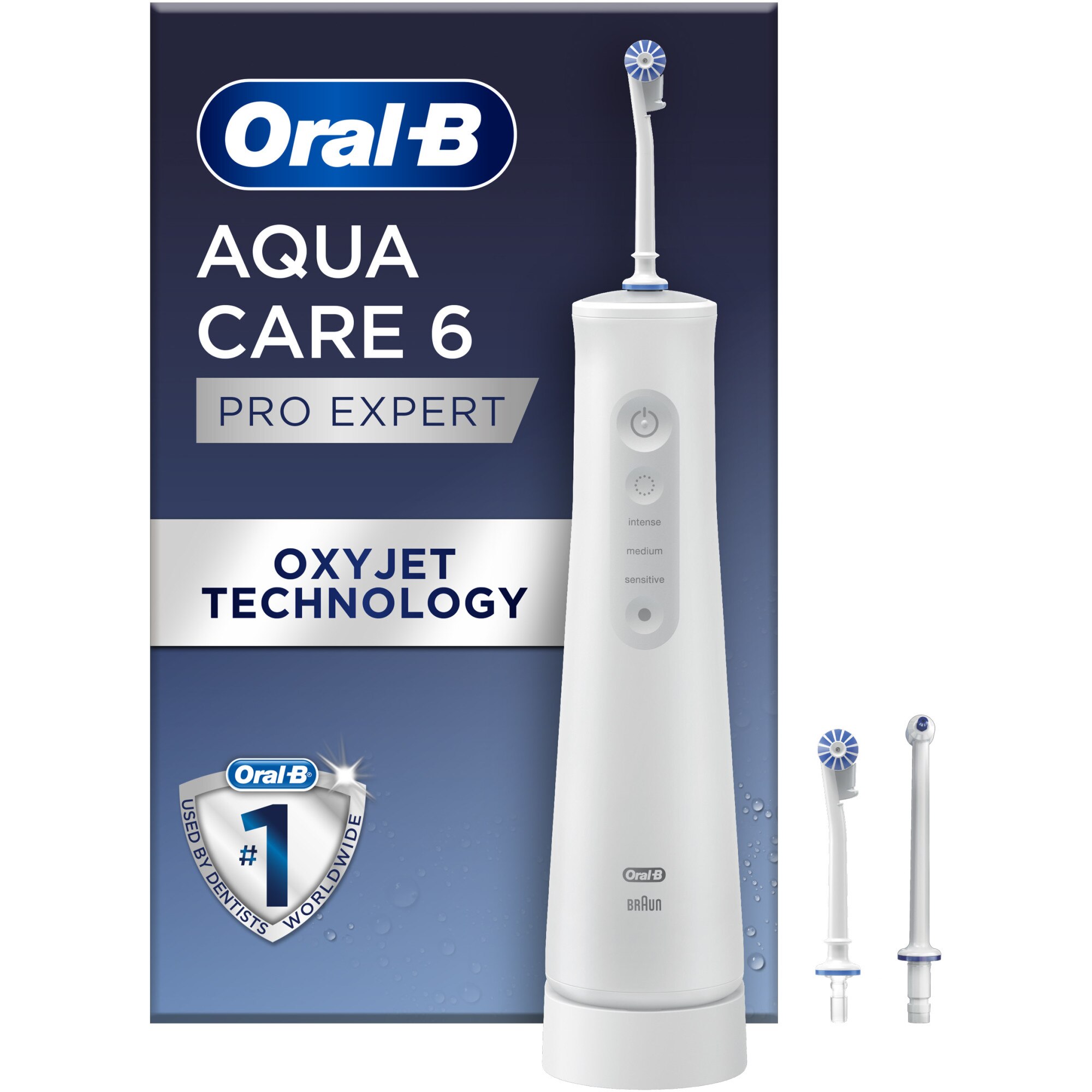 Portable OralB AquaCare Pro Series 6, Oxyjet Tech, 3 intensities, wireless, White