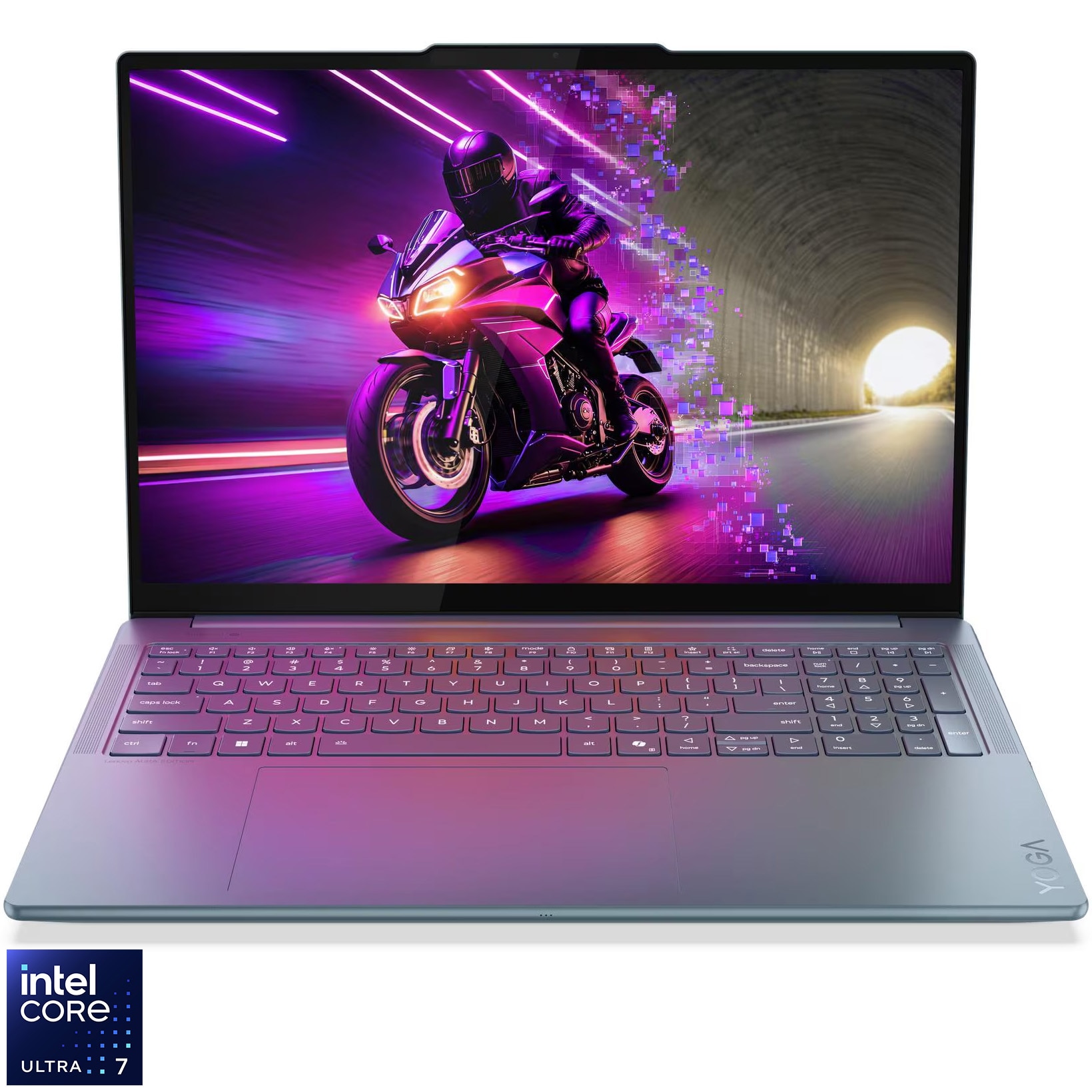 Laptop Lenovo Yoga Pro 9 16IAH10 cu procesor Intel® Core™ Ultra 7 255H pana la 5.1GHz, 16" 2.8K WQXGA+, OLED, 120Hz, 32GB LPDDR5x RAM, 1TB SSD, NVIDIA® GeForce RTX™ 5050 8GB GDDR7, Windows® 11 Home, Tidal Teal, 3Y Premium Care