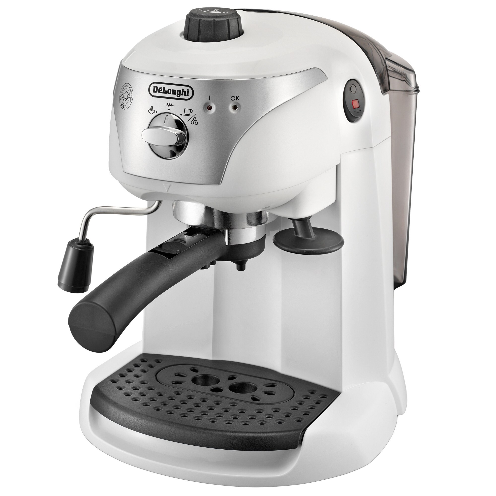Espressor manual De'Longhi EC221.W, Dispozitiv spumare, Sistem cappuccino, 15 bari, Oprire automata, Alb