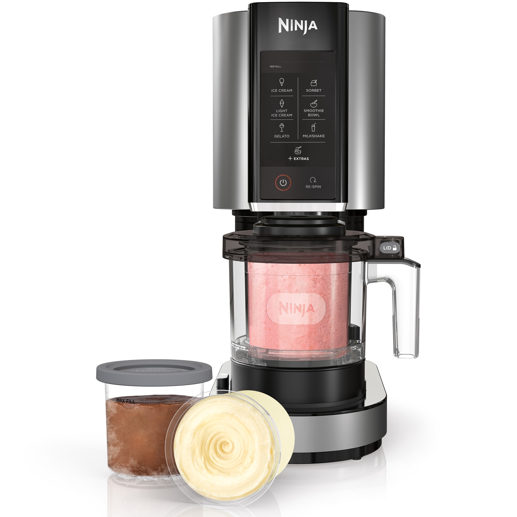 Ninja CREAMi NC300 ice cream maker, 800W, 7 programs, 3x473ml capacity, Smoothie and Milkshake preset functions, black/silver