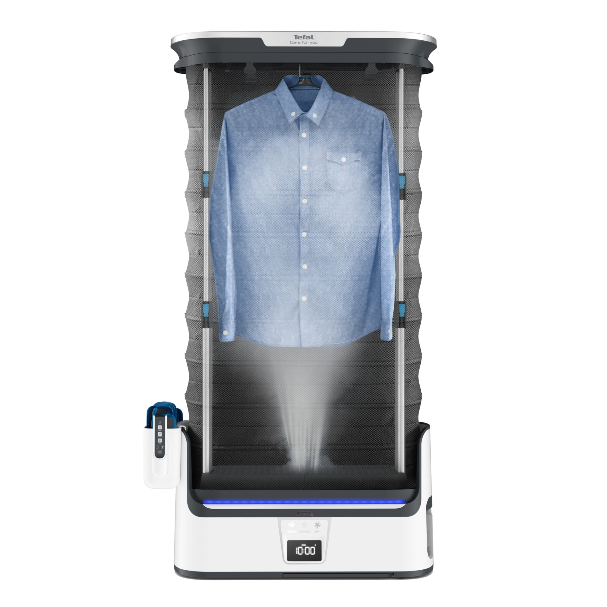 Automatic vertical steamer, for smoothing wrinkles, sanitizing and refreshing, Tefal Care For You YT4050E1, 1800W, variable steam 65 g/min, 2L, empty tank detector, built-in anti-limescale system, ultra-quiet, white/gray