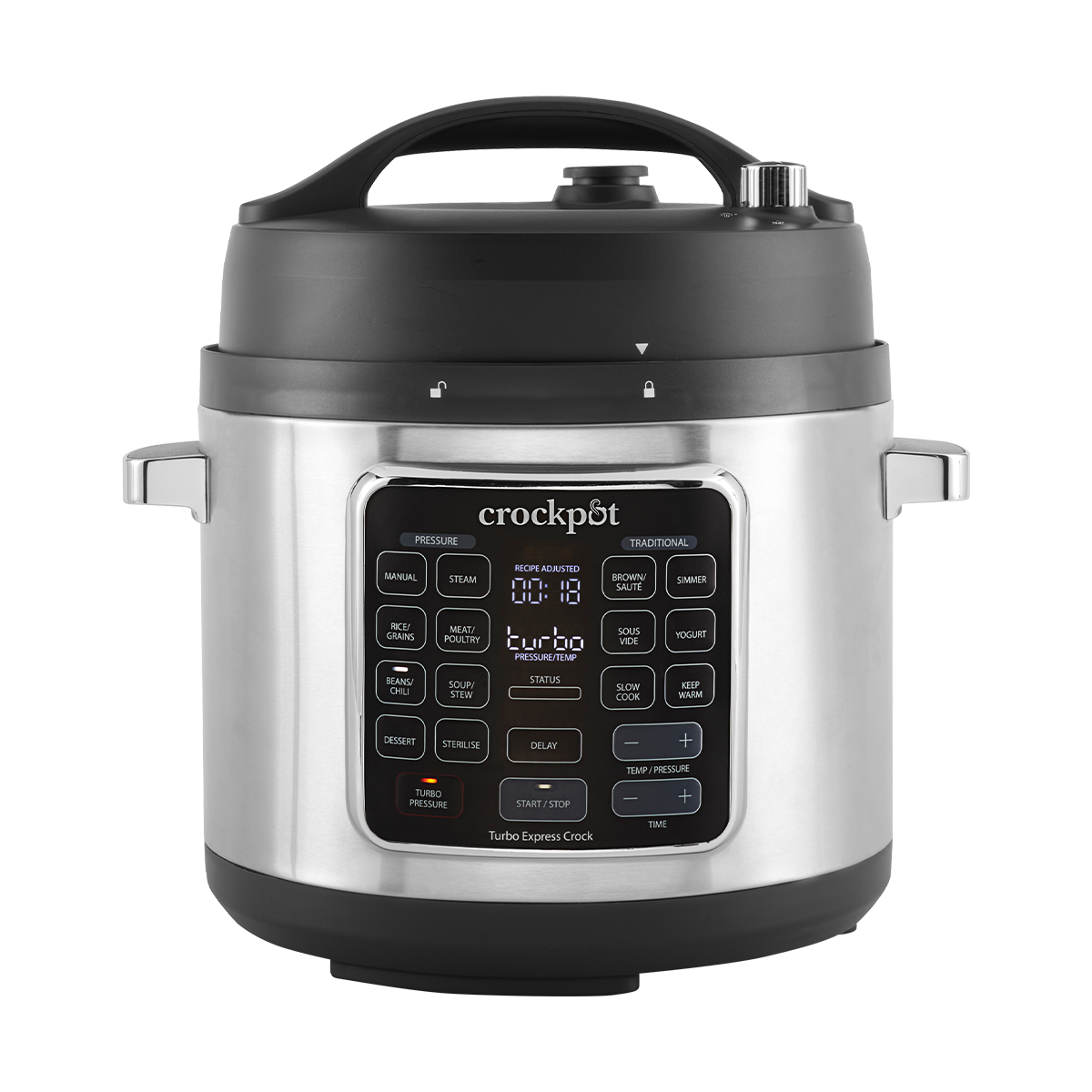 Crock-Pot Turbo Express CS062X Pressure Cooker, 5.6 l, digital control, Sous Vide cooking, 15 programs, 7 cooking modes, silver