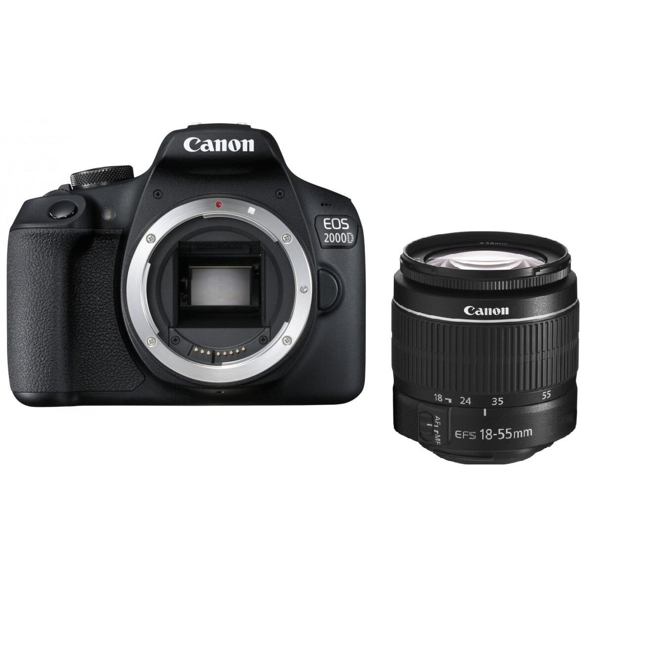 Canon EOS 2000D DSLR Camera, 24.1 MP, Black + EF-S 18-55mm DC III Lens