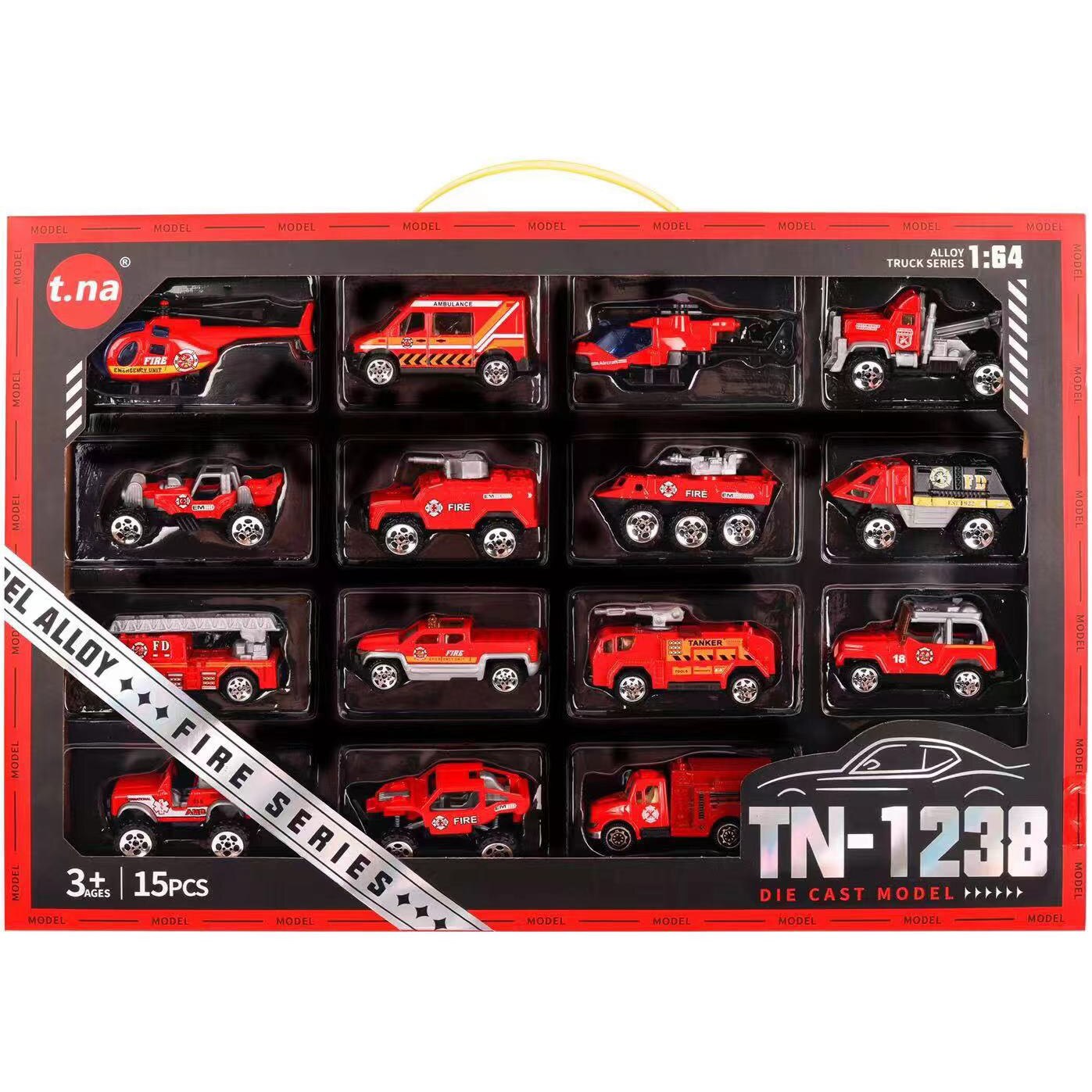 Set de joaca Mappy cu 15 vehicule pompieri, metalice