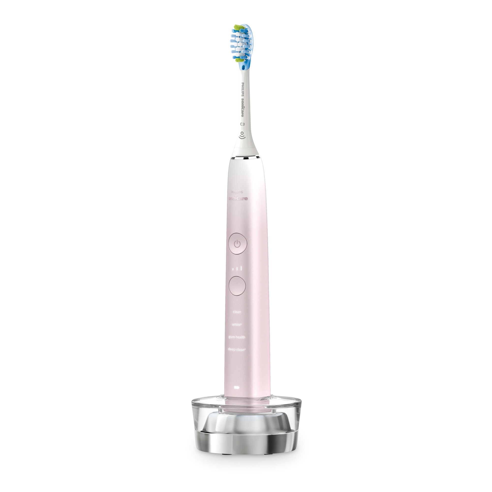 PHILIPS Sonicare DiamondClean Series 9000 HX9911/79 sonic electric toothbrush, 4 brushing modes, 3 intensities, pressure sensor, BrushSync sensor, connectivity with the Sonicare app, 1 carrying case, 4 C3 heads, charging stand, pink