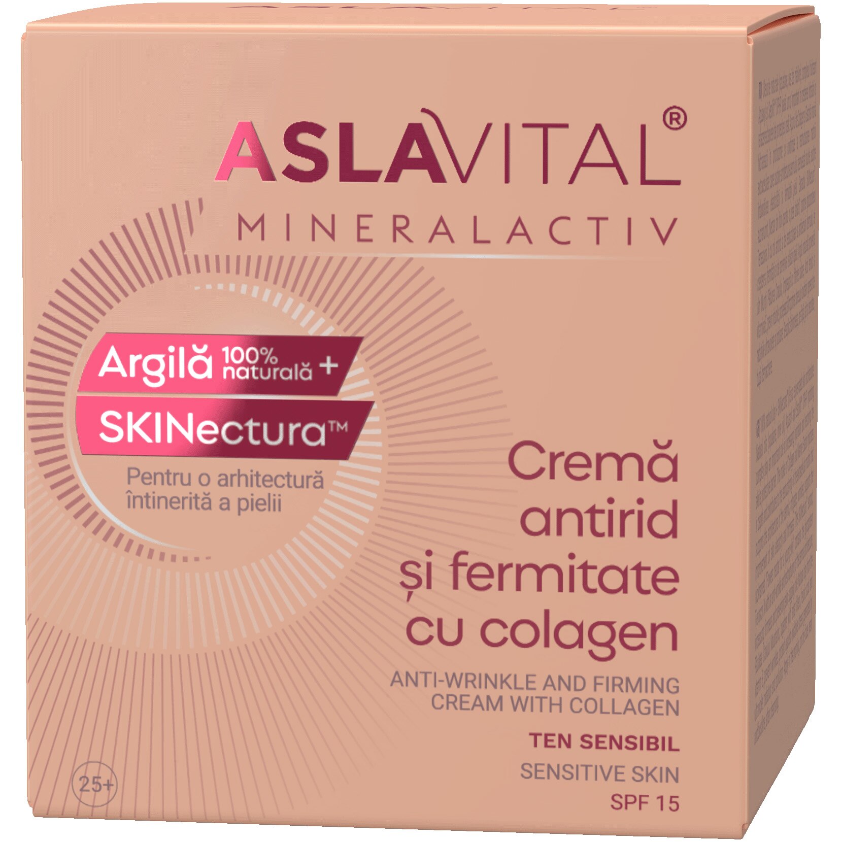 Anti-wrinkle and firming cream with Collagen SPF 15 for sensitive skin Aslavital Mineralactiv, 50 ml