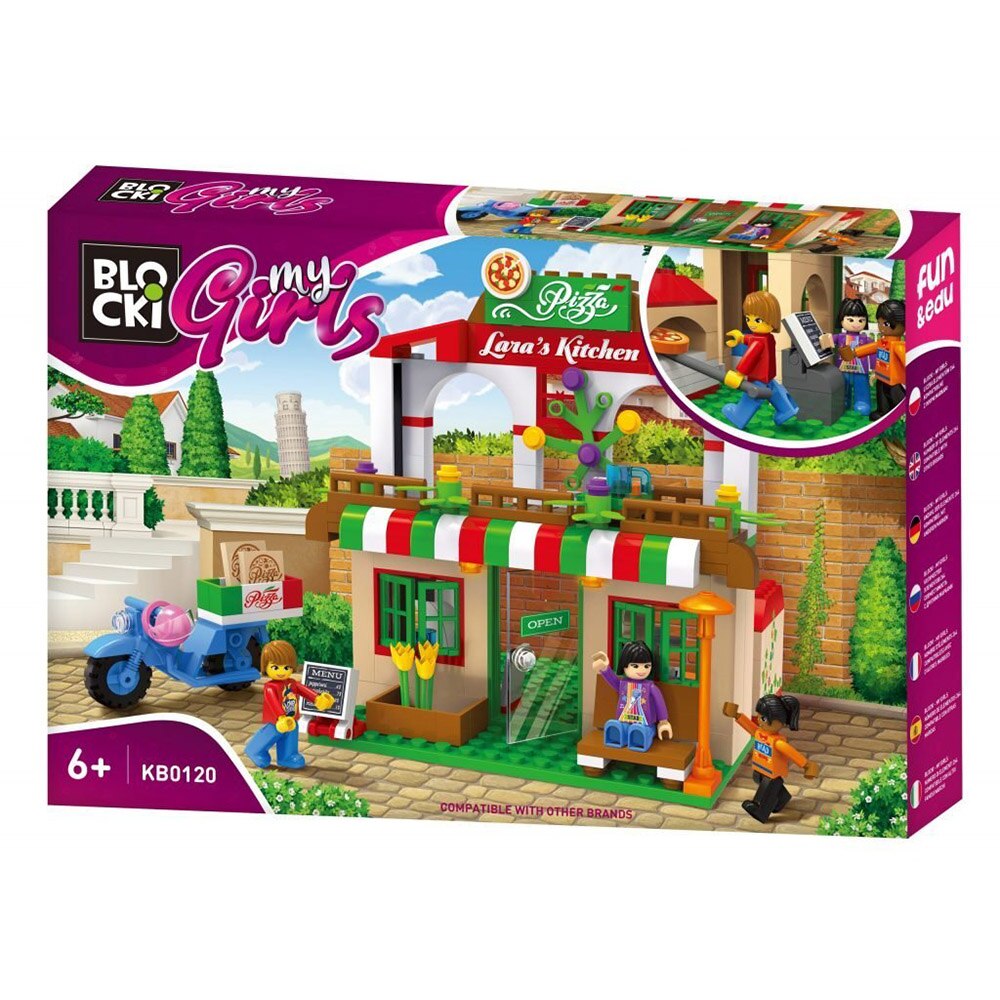 Set de constructie Blocki My Girls - Pizzeria lui Lary, 264 piese