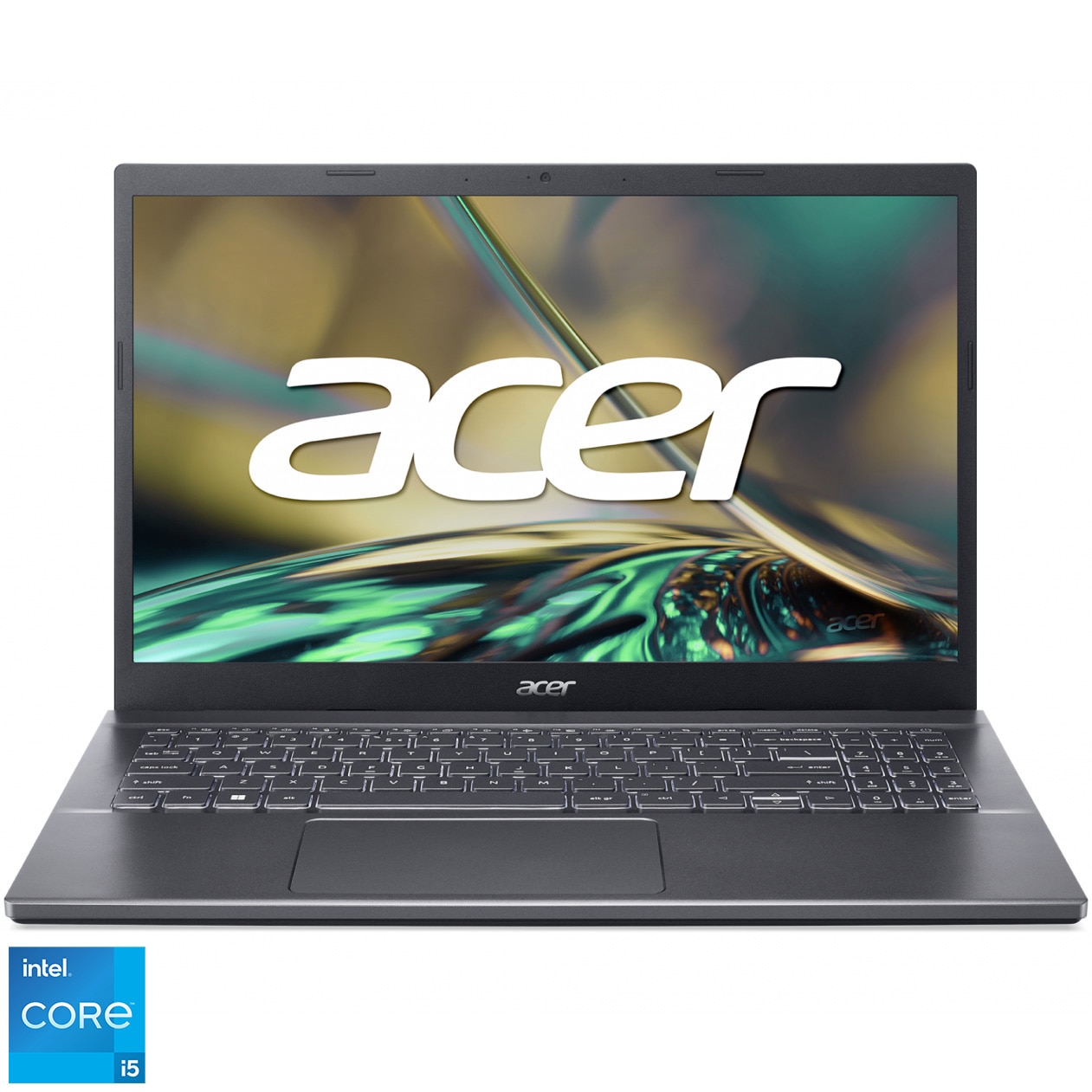 Laptop Acer Aspire 5 A515-57G-56D6 cu procesor Intel® Core™ i5-1235U pana la 4.4GHz, 15.6'' Full HD, IPS, 16GB DDR4 RAM, 512GB SSD, NVIDIA® Geforce® RTX 2050 4GB GDDR6, No OS, Steel Gray