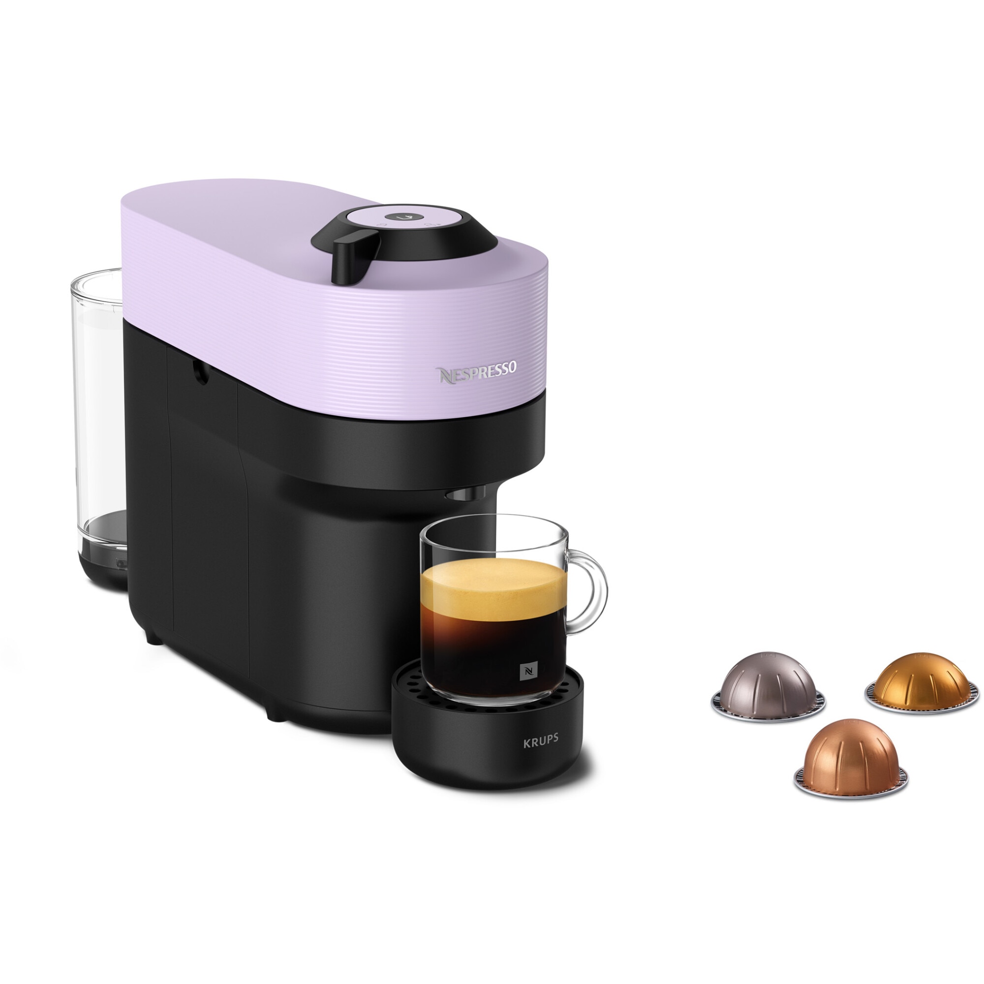 Nespresso by Krups Vertuo Pop XN9206F0 Espresso Machine, 1500W, 19 Bar, Centrifusion™, Phone Connection, 0.6L, Lilac