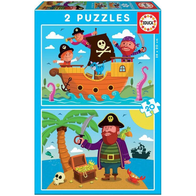 Puzzle 2 in 1 Educa - Pirates, 2x20 piese
