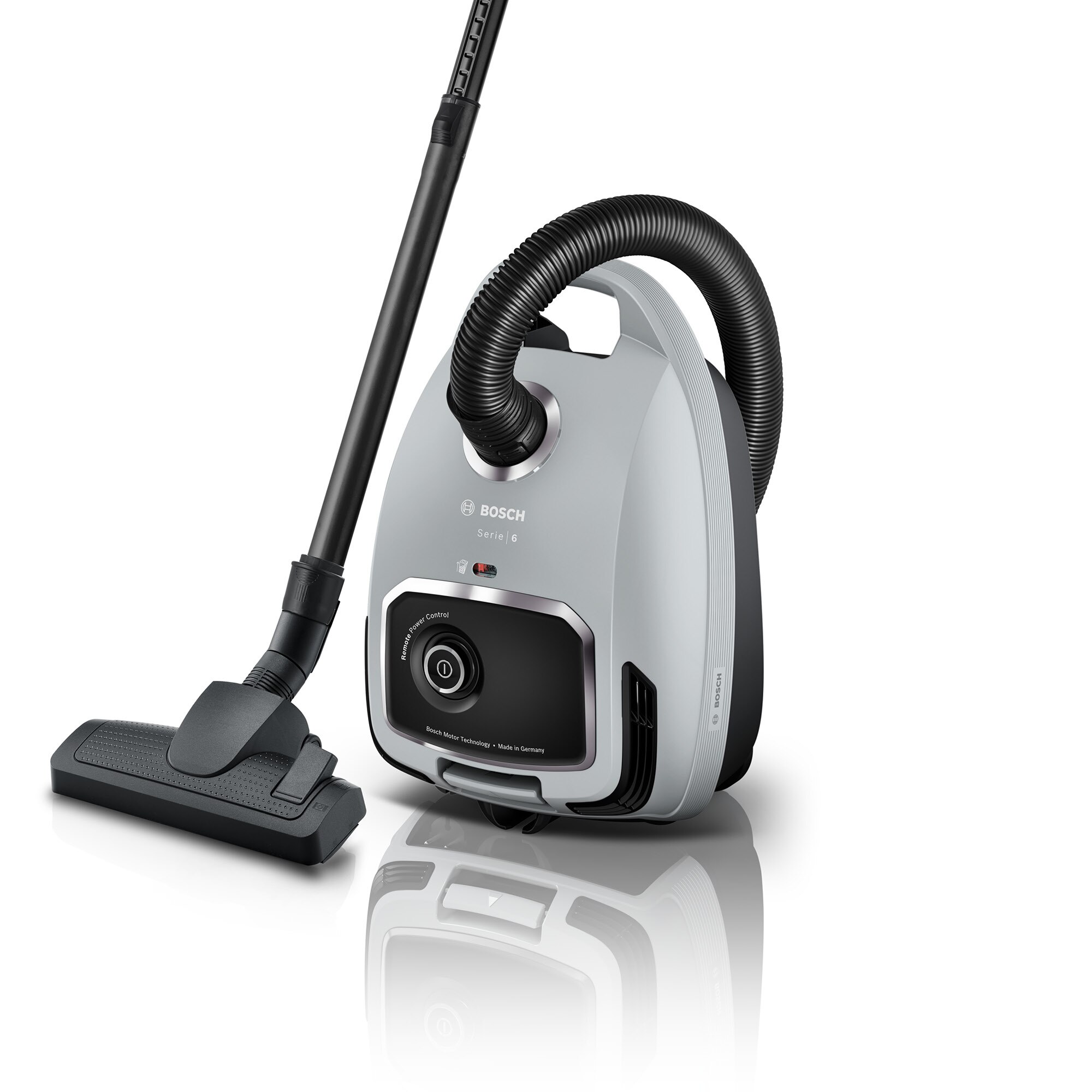 Bag vacuum cleaner Bosch Series 6 BGB6X330, bag capacity 4 L, Remote Power Control system, 700 W, made in Germany, Graphite