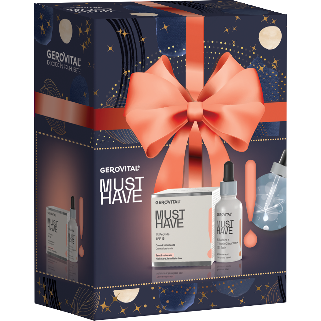 Gerovital Gift: Eye Contour Serum 30ml + Moisturizing Cream SPF15, 50ml