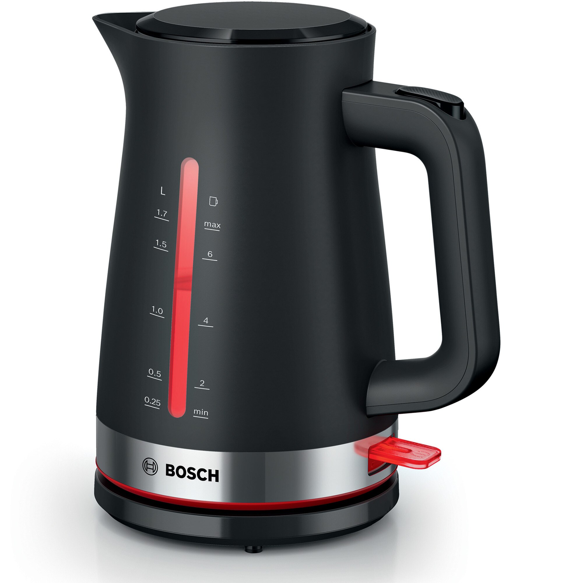 Fierbator de apa Bosch TWK4M223, 17l, filtru de calcar,oprire automata, protecie mpotriva supraincalzirii i funcionarii fara apa, oprire n momentul ridicarii canii de pe suport, Rosu