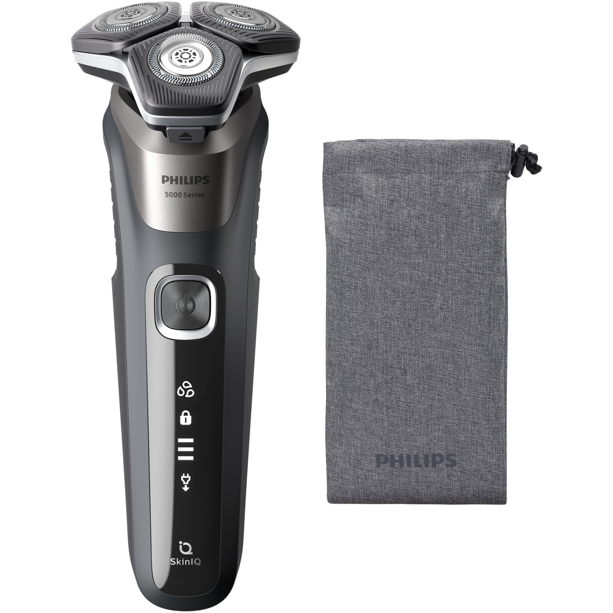 Philips Shaver Series 5000 S588710: wet/dry, SkinIQ, wireless, 360° heads, LED, Power Adapt, self-sharpening, trimmer.