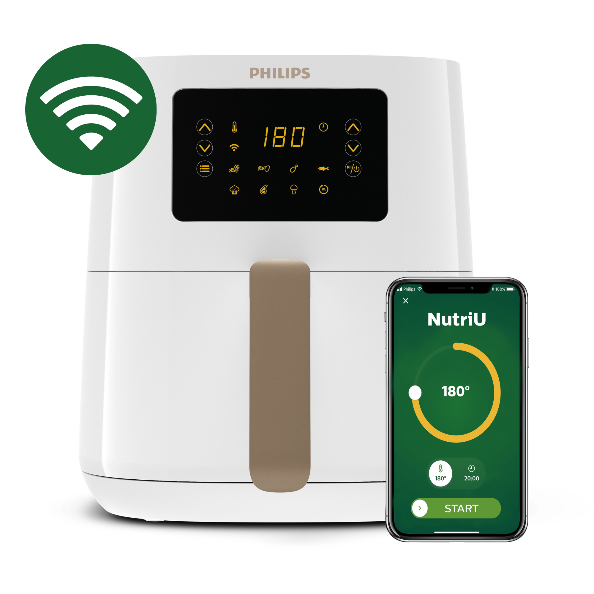 Oil-free Philips Airfryer HD925530, Rapid Air tech, 800g, 4.1L, 13 presets, Alexa-compatible, quick clean.