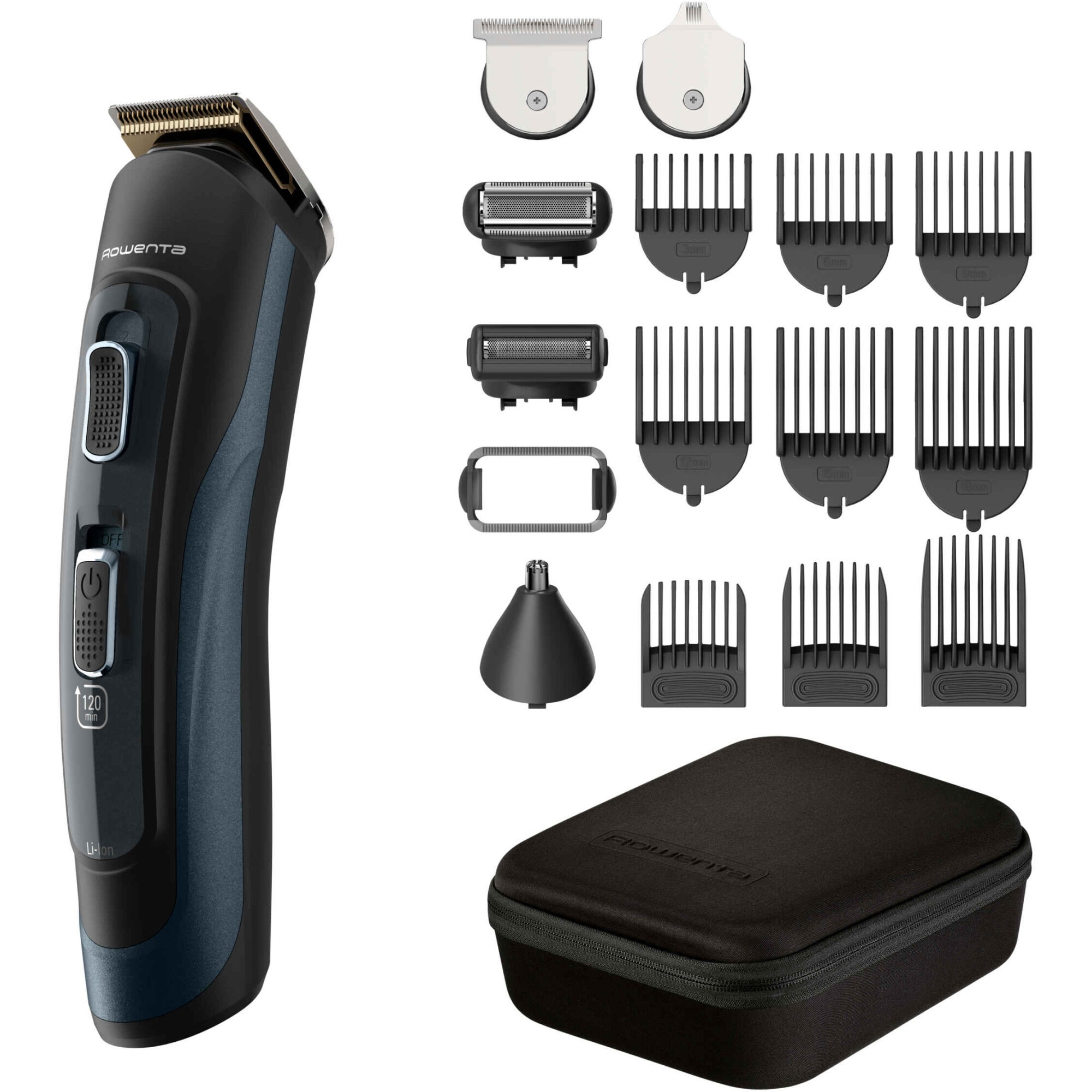 Rowenta Selectium 17-in-1 TN9464E0 trimmer: 120 min, 9 combs, precision blade, wet/dry, case.