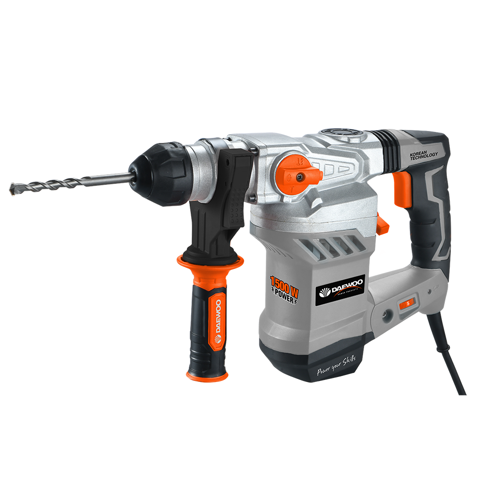 Ciocan rotopercutor Daewoo DARH32D, 1500 W, 2 CP, SDS Plus, 800 RPM, 4000 percutii/min, 40 mm capacitate maxima gaurire