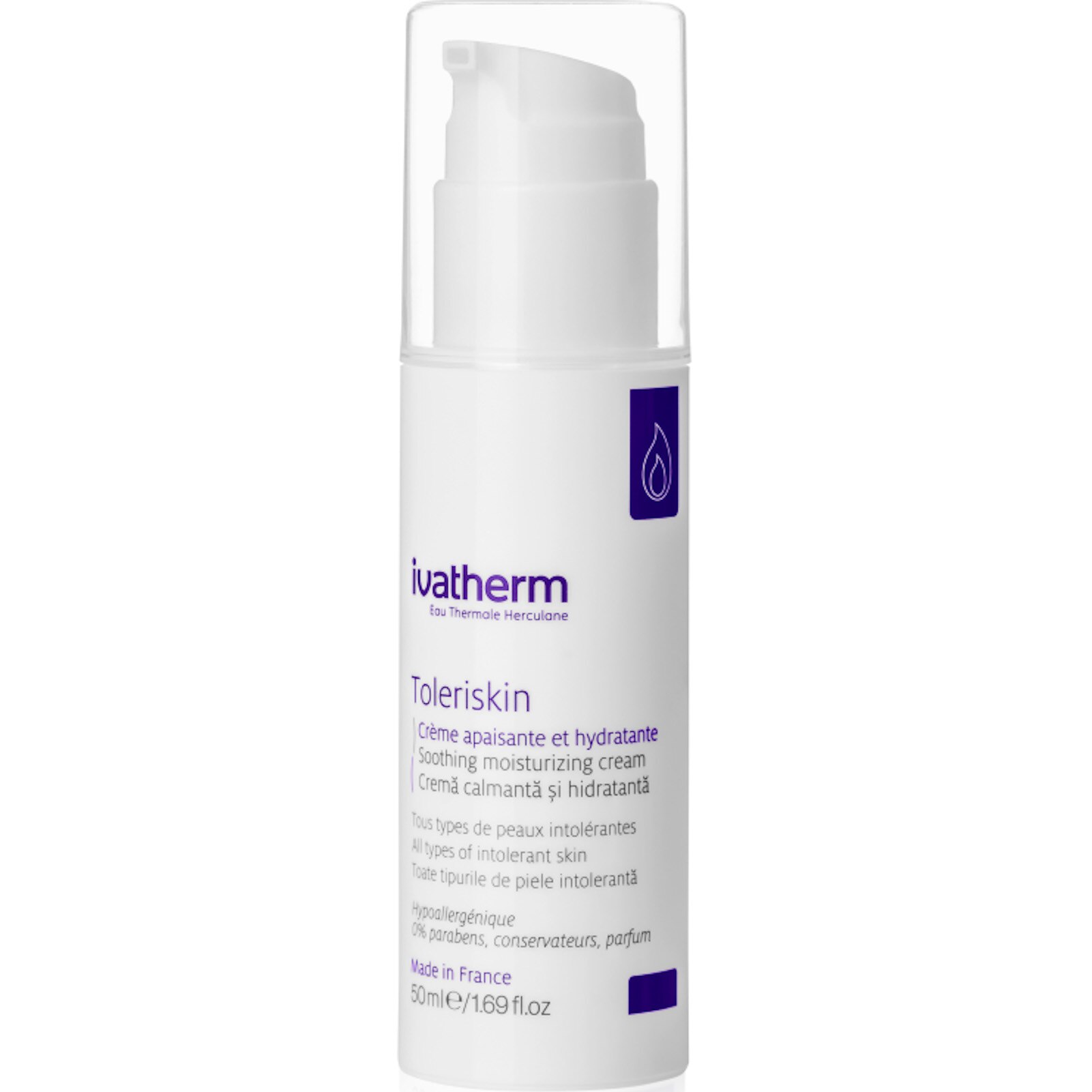 Toleriskin moisturizing cream, Ivatherm, prebiotic effect for hypersensitive skin, 50 ml