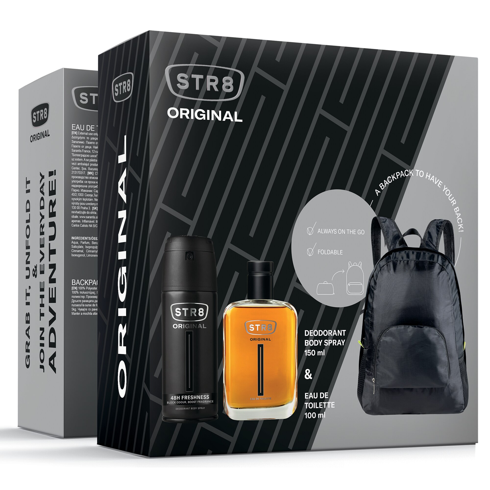 Set cadou STR8 Original, Barbati: Apa de toaleta, 100 ml + Deodorant spray pentru corp, 150 ml + Borseta cadou