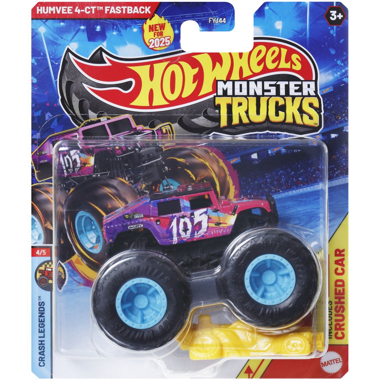 Masinuta Hot Wheels Monster Truck - Humvee 4-CT Fastback, scara 1:64