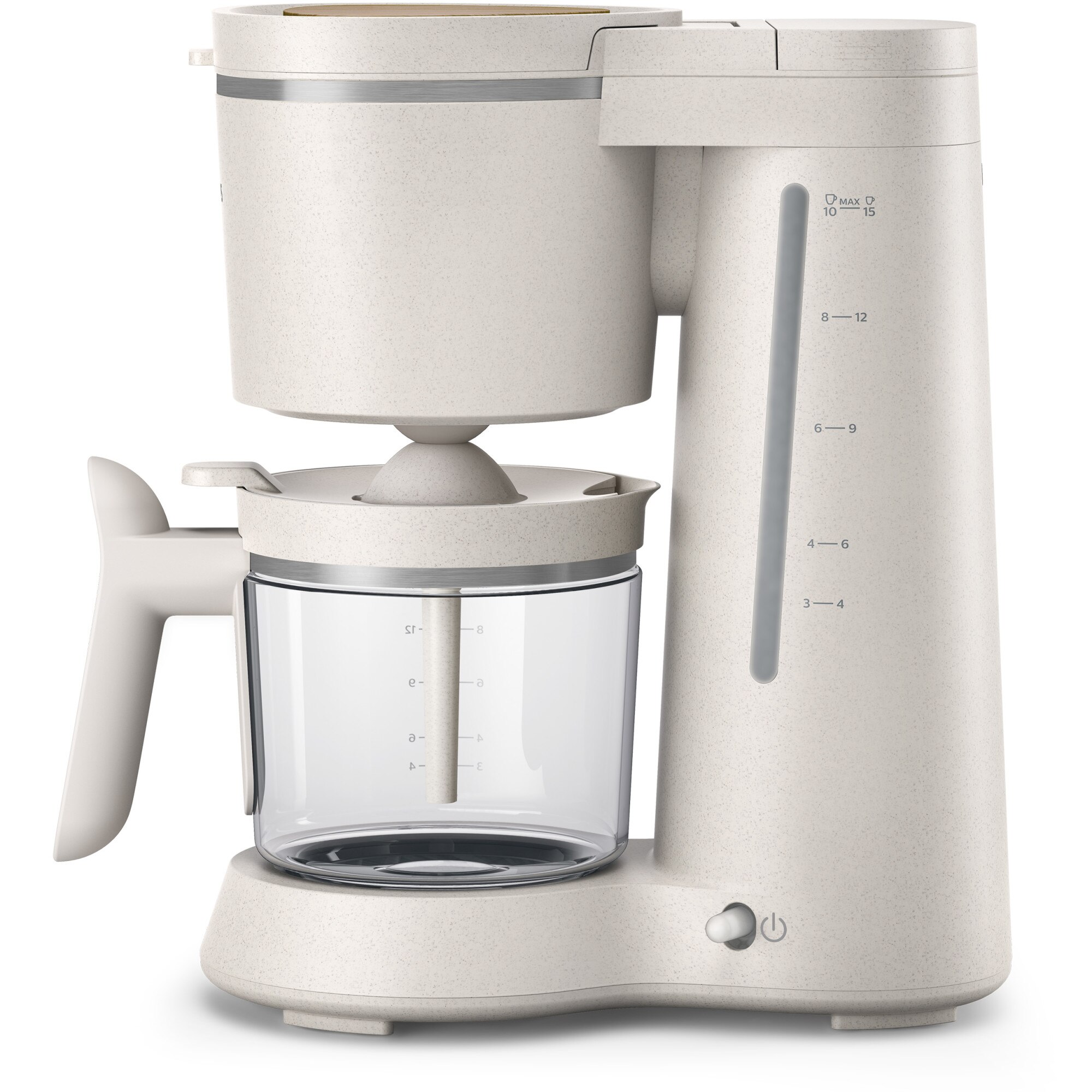 Philips HD512000 Conscious Collection coffee maker, Bio-based recycled plastic body, Aroma Twister, 12 L, Full pot preparation time 10 min, Automatic shut-off, Drip stop, Removable lid and glass pot, Water level indicator