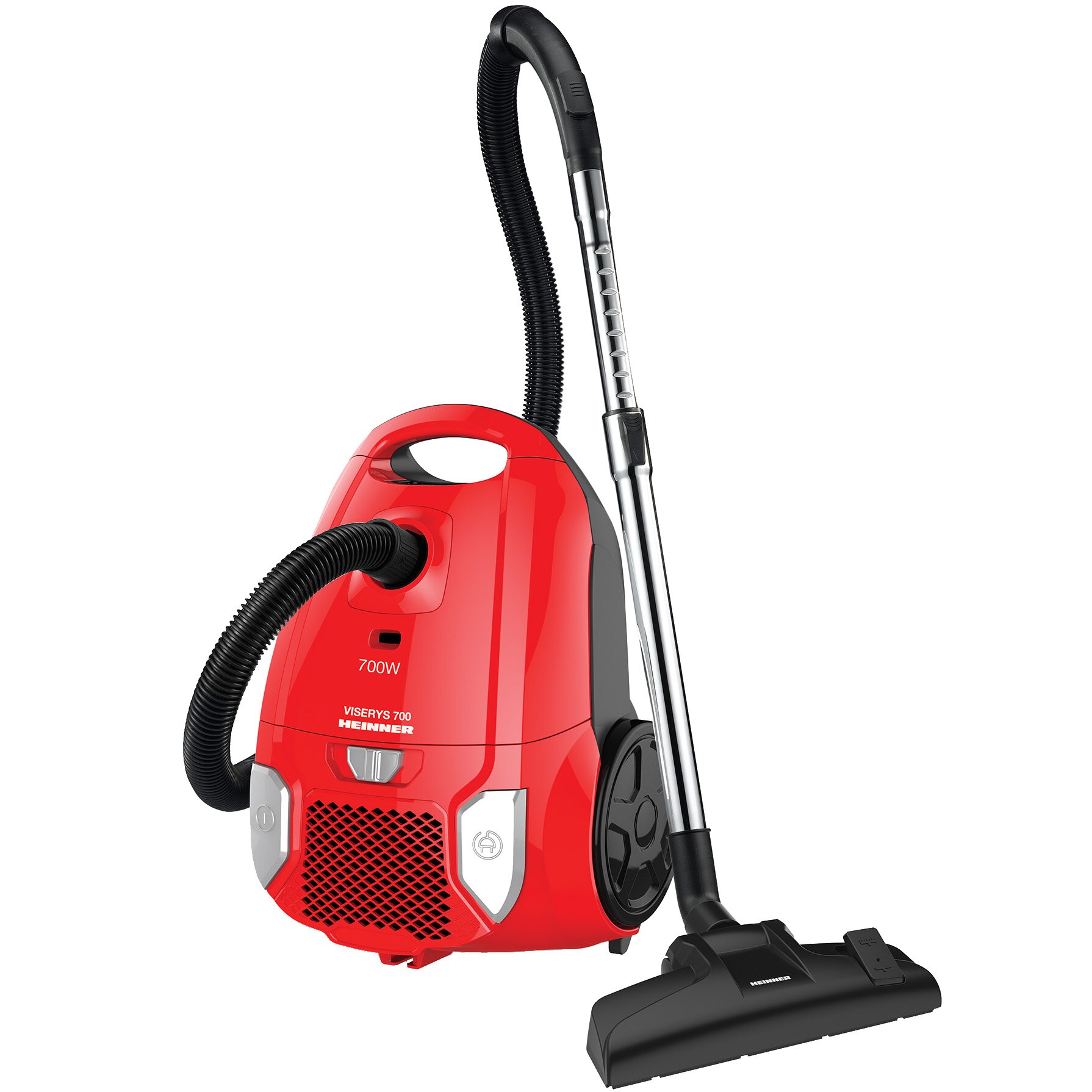Heinner HVCMRD1400 vacuum, 700W, 3L textile bag, variable power, HEPA 12, metal telescopic tube, red