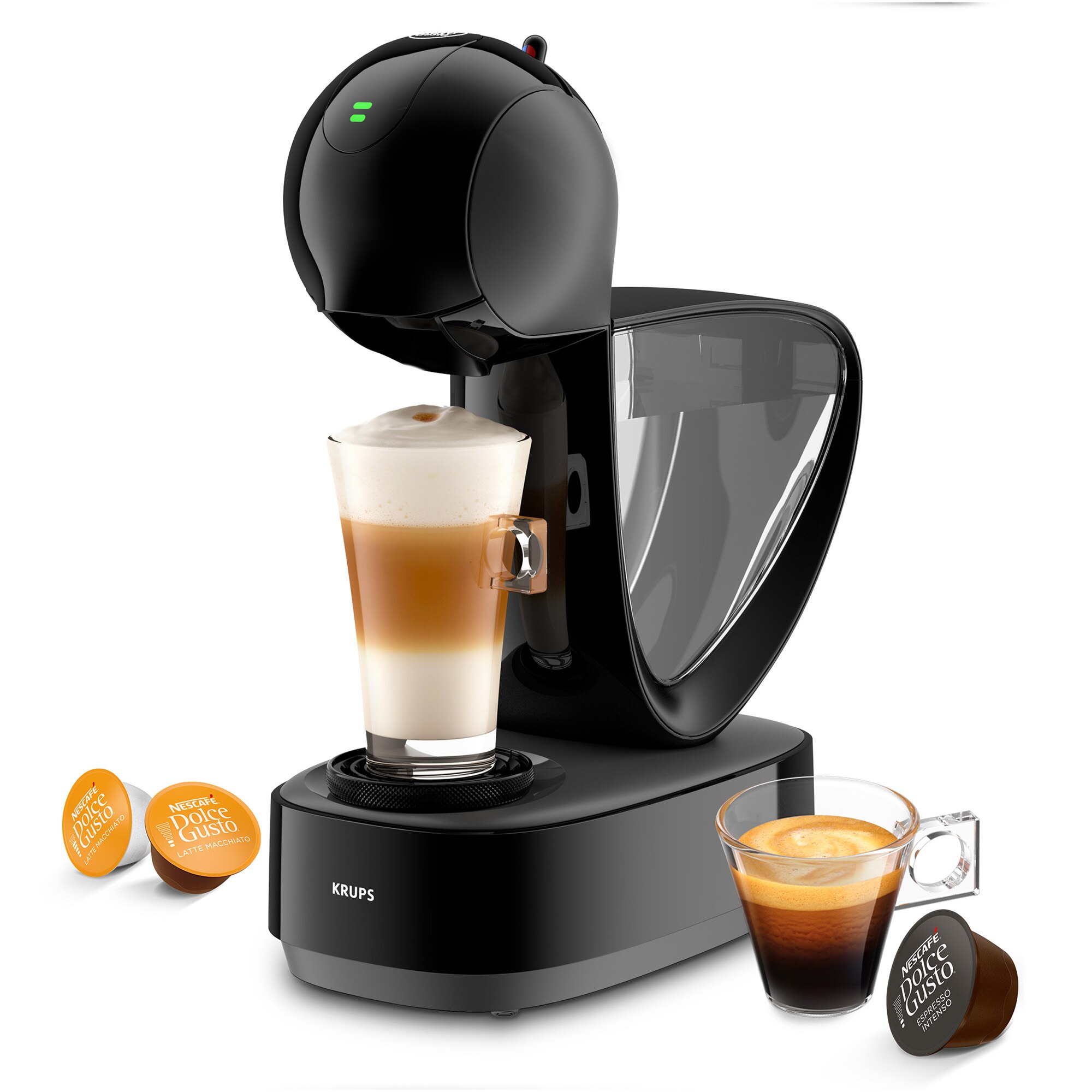 Espressor cu capsule Krups NESCAFÉ® Dolce Gusto® Infinissima Touch KP270810, 1600W, 15 bari, capacitate rezervor 1.2L, 35 de retete, ecran LED, Negru