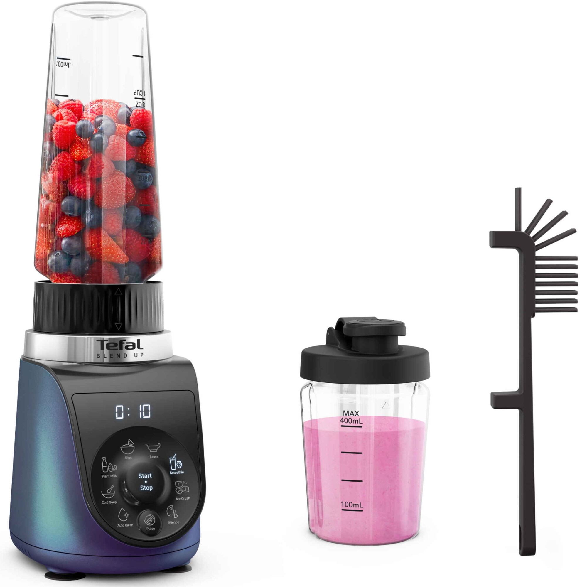 Tefal Blend Up BL19H4F0 Blender: 1000W, 400ml/700ml containers, 8 programs, 6 Powelix blades, self-cleaning, blue &amp; black