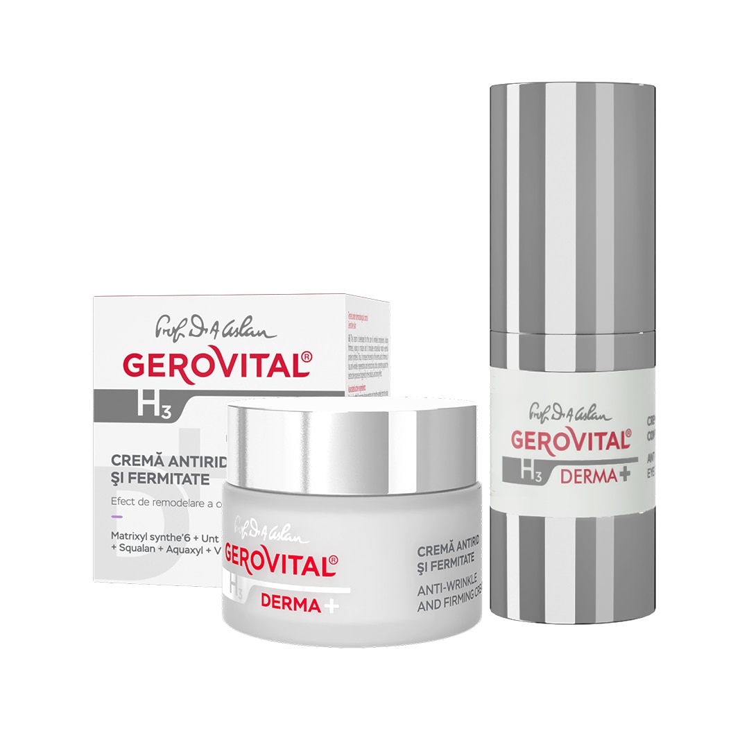 Gerovital H3 Derma+ Gift Pack: Anti-Wrinkle Eye Contour Cream, 15 ml + Anti-Wrinkle and Firming Cream, 50 ml