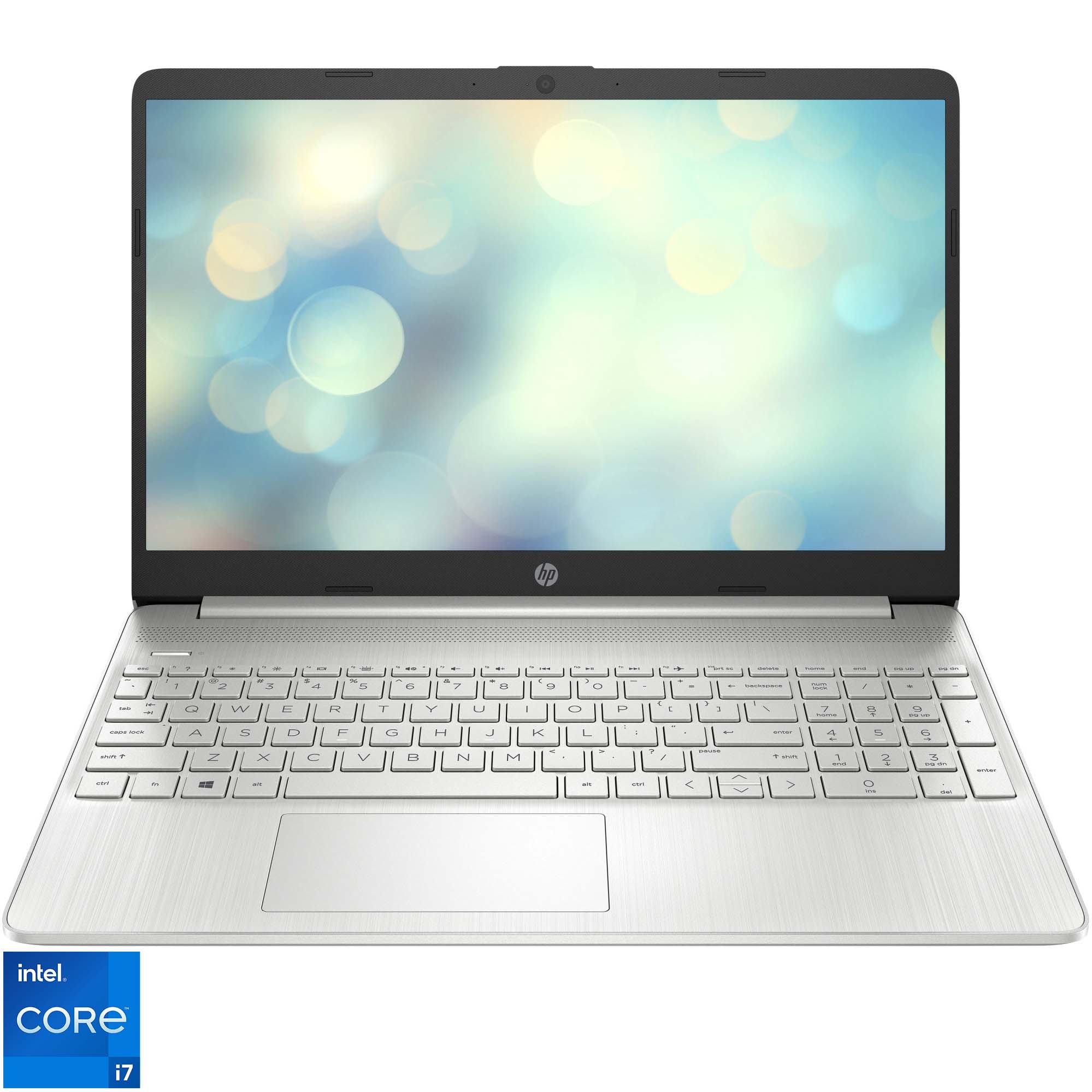 Laptop HP 15s-fq5006nq cu procesor Intel® Core™ i7-1255U pana la 4.70 GHz, 15.6", Full HD, IPS, 16GB DDR4 RAM , 1TB SSD, Intel® Iris® Xe Graphics, Free DOS, Natural Silver