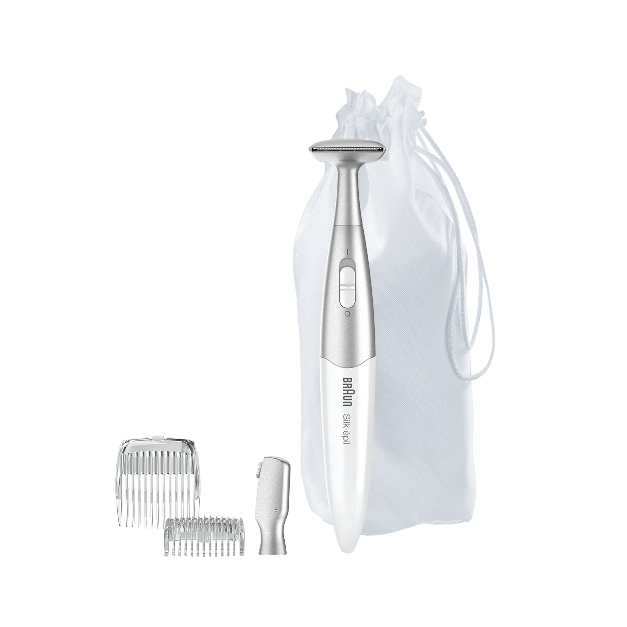 Trimmer Braun Silk-épil FG1100 3 in 1, 4 accesorii, Saculet pentru voiaj, Roz
